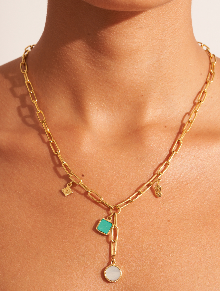 Sautoir Arya - Turquoise et Nacre