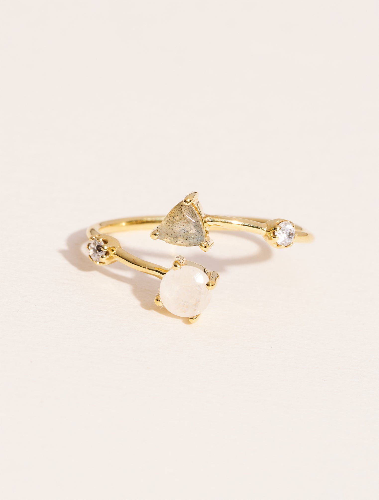 Bague Galia Pierre de Lune et Labradorite Be Maad Bague fine