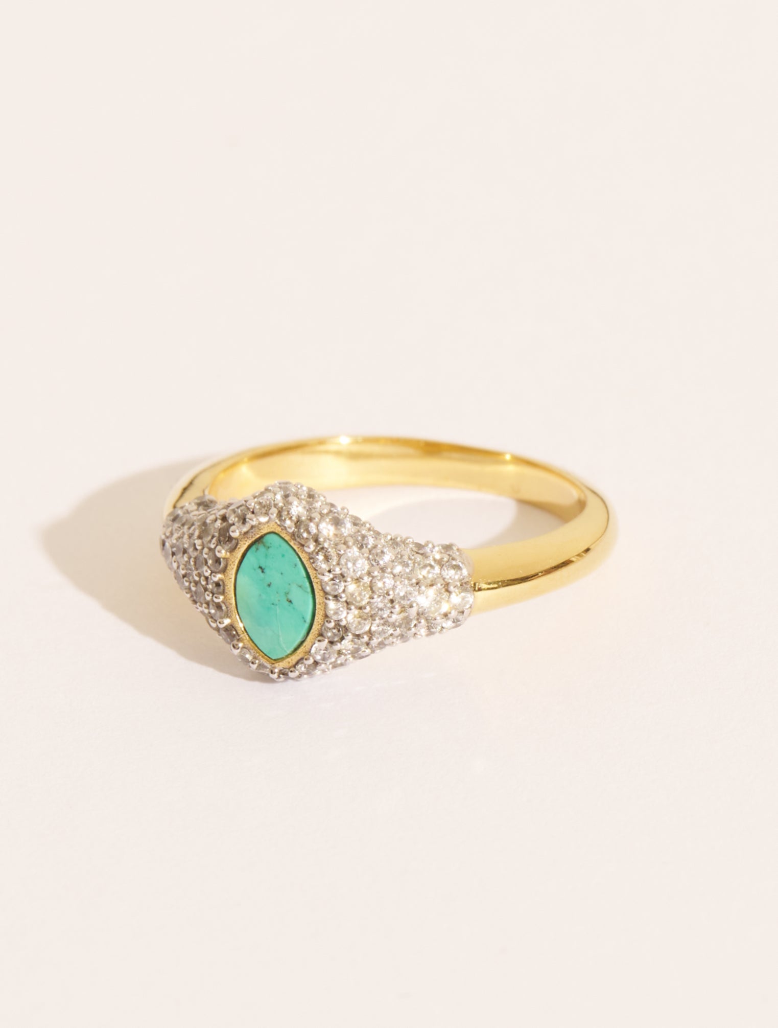 Bague Gigi Turquoise | Be Maad - Chevalière femme fine & délicate laiton doré à l'or fin 18K