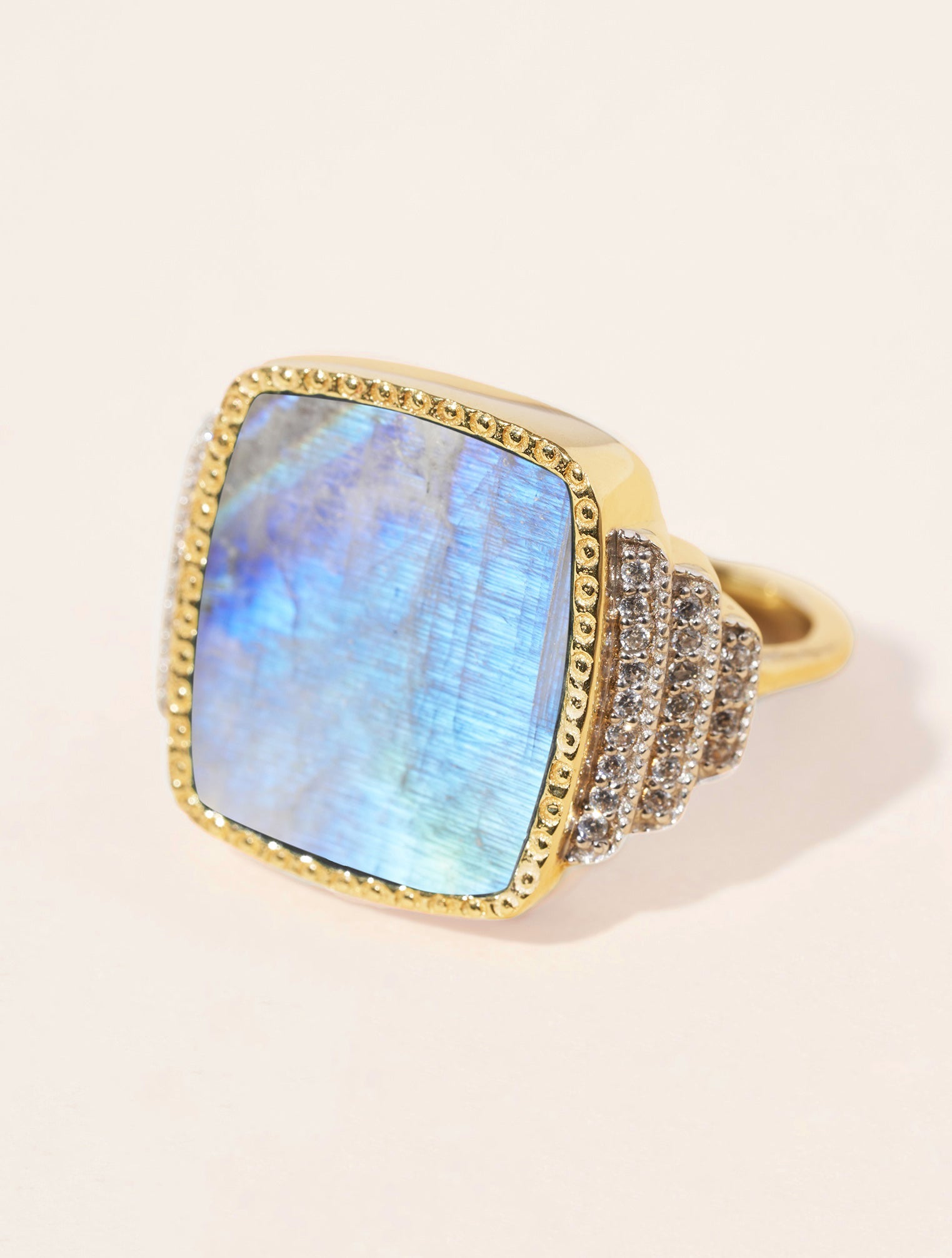 Ring Pierre De Lune Bague Bague En Pierre De Lune Bleu Pastel