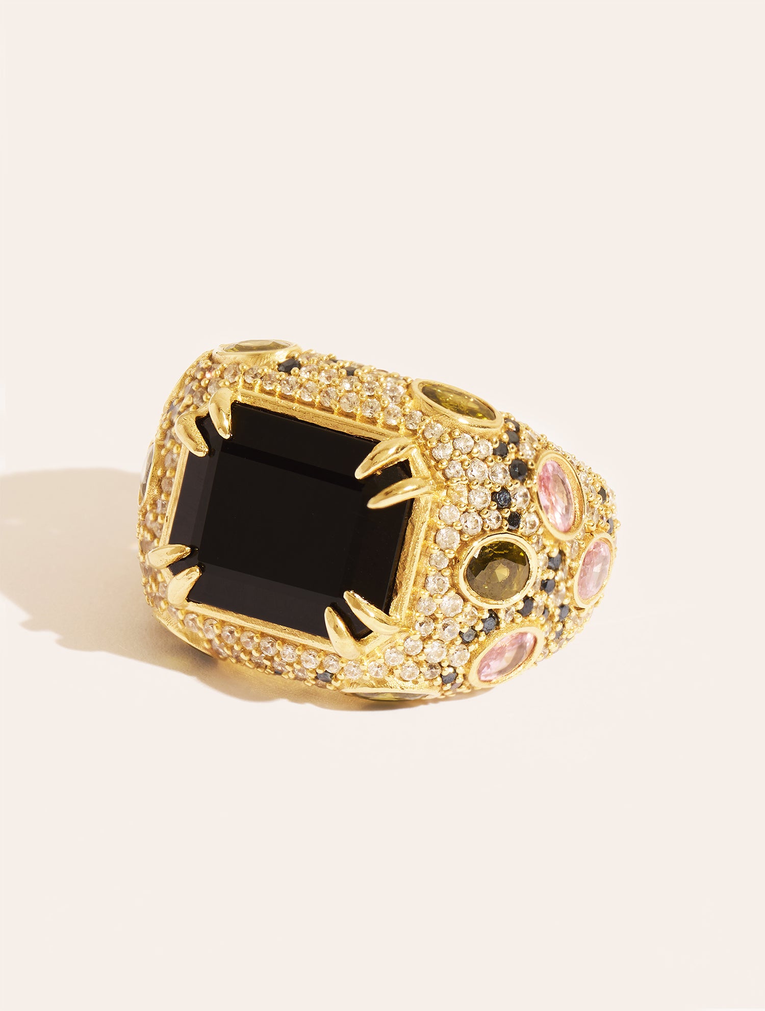 Bague Panthère - Quartz coloré noir