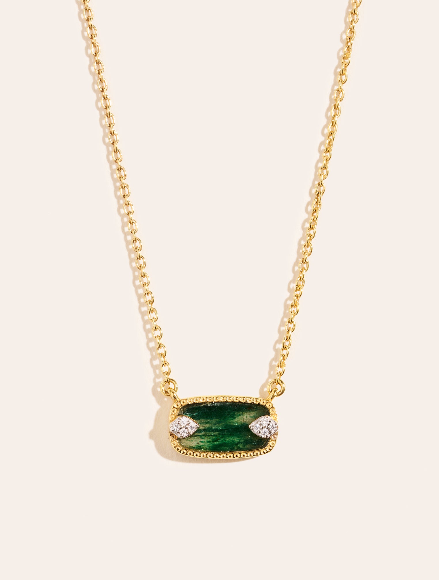 Collier Pendentif Pointe Hexagonale En Aventurine Verte Naturelle D'Inde - Pierre Chakra, Neuf Avec étiquettes