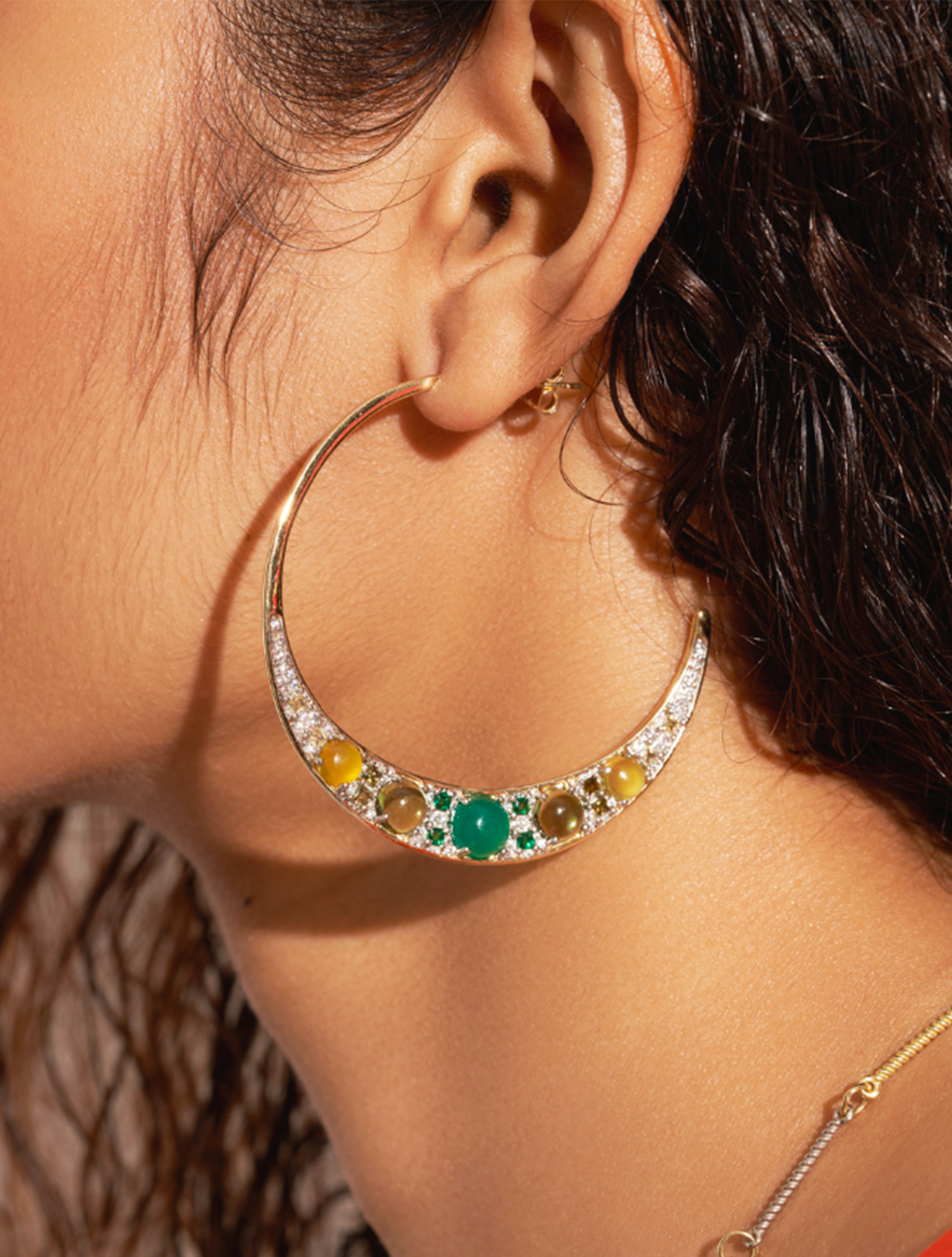 Boucles d'oreilles Mirage - Onyx Vert, Prehnite & Citrine