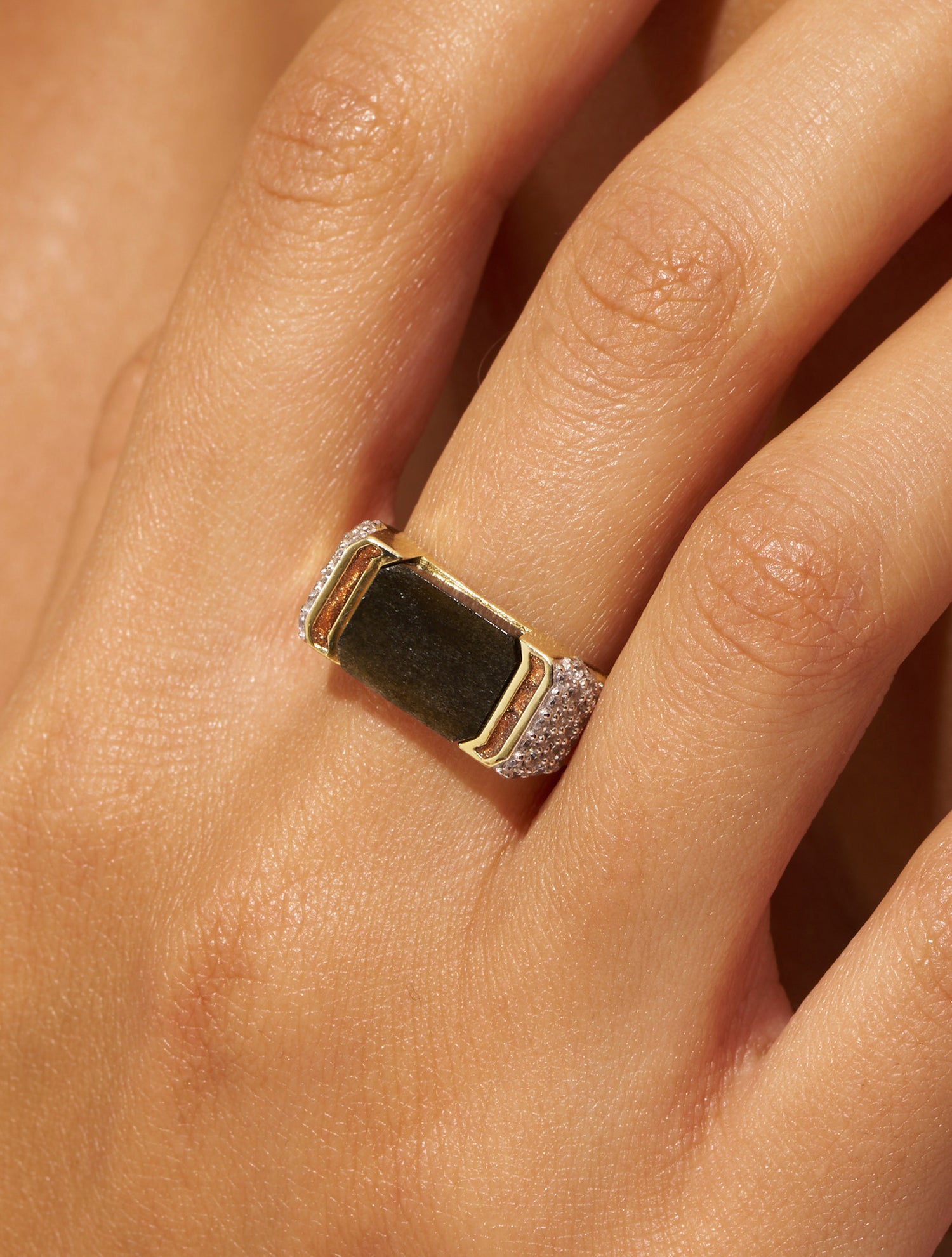 Bague Berry - Obsidienne Dorée