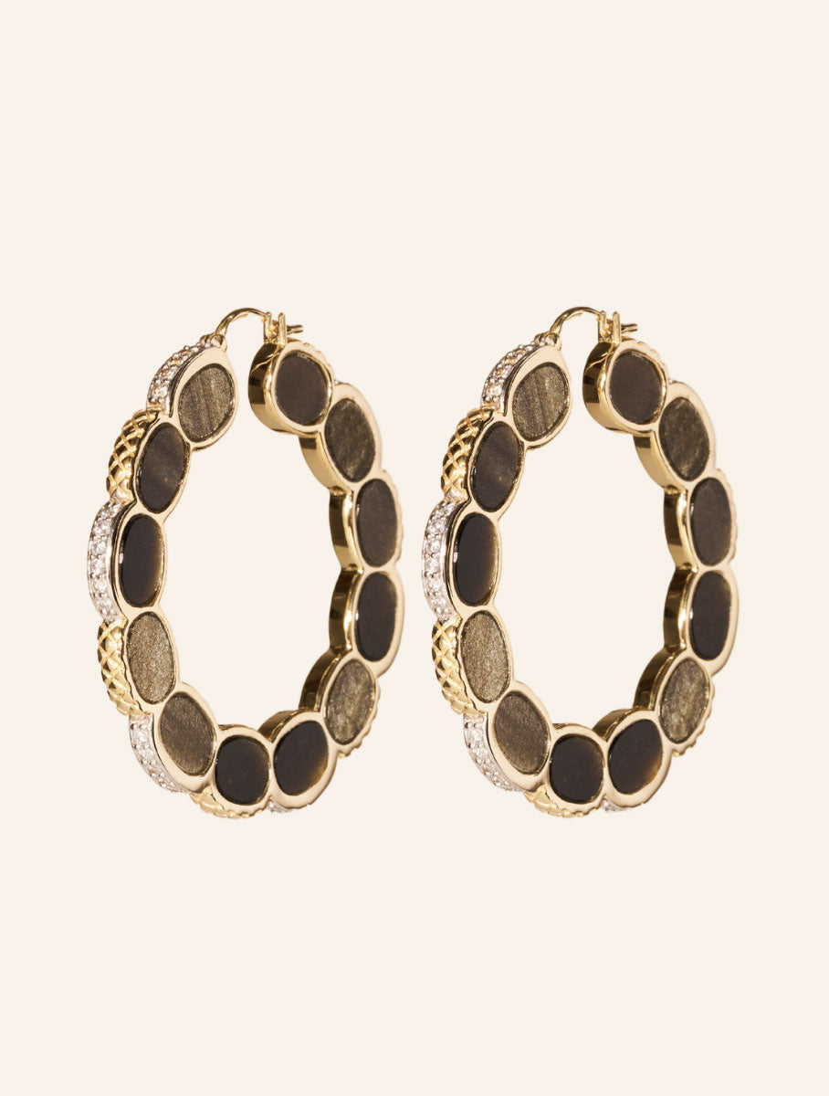 Boucles d'oreilles Amara - Obsidienne Dorée