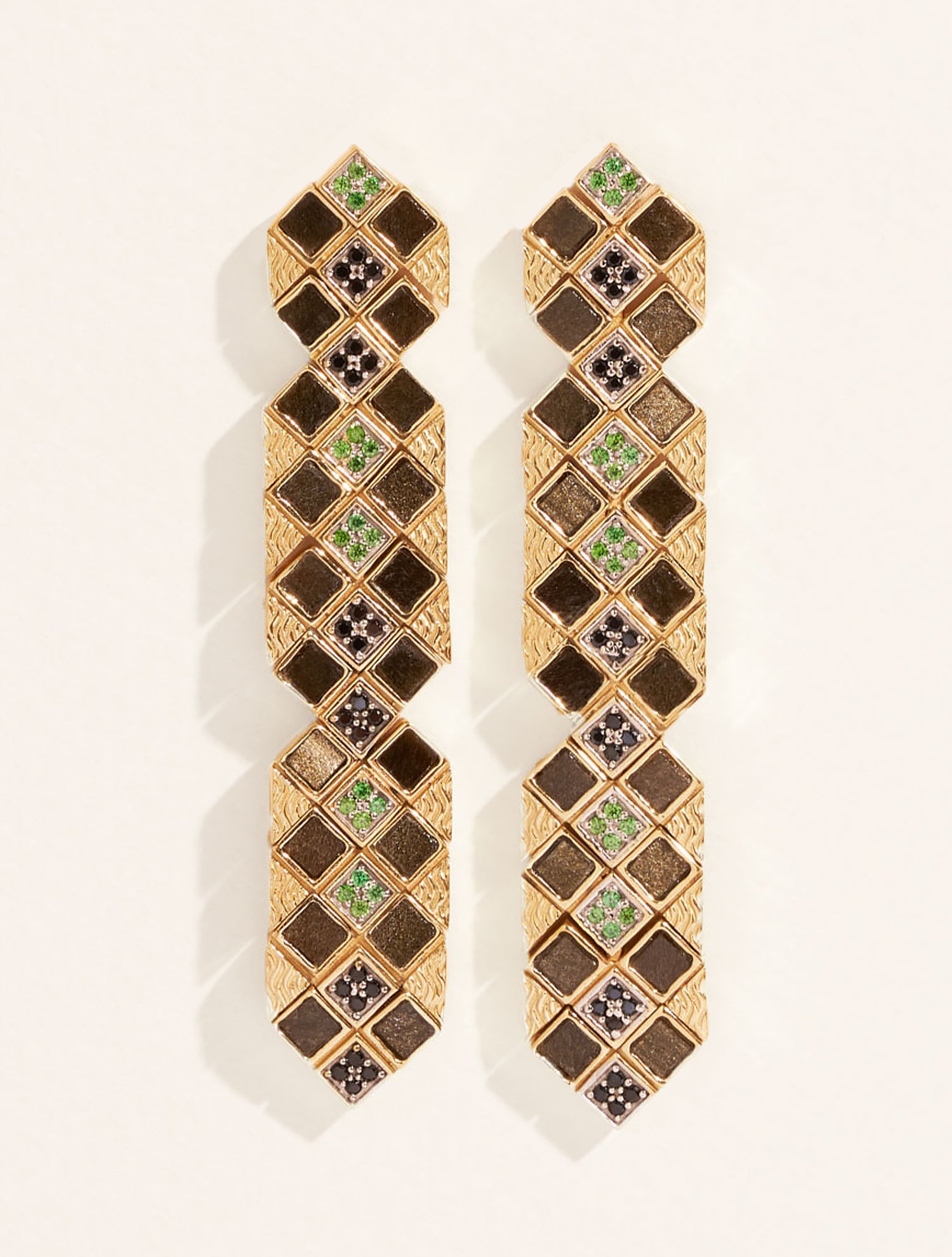 Boucles d'oreilles Idylle - Obsidienne Dorée