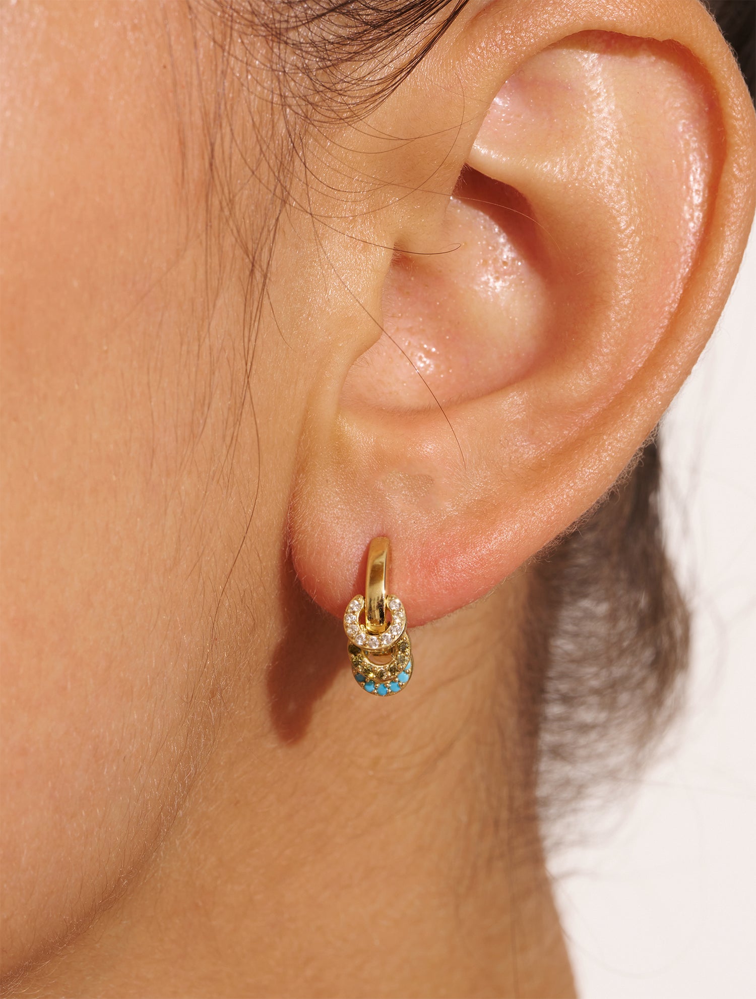 Boucles d'oreilles Karma - Blanc, vert, turquoise