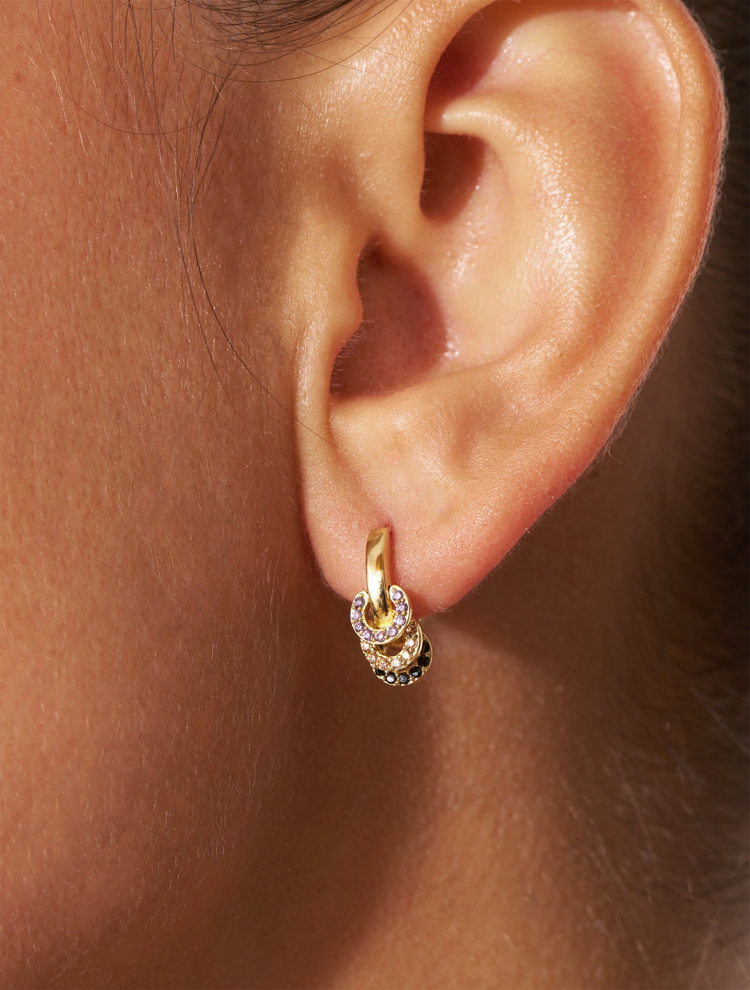 Boucles d'oreilles Karma - Violet, champagne, noir