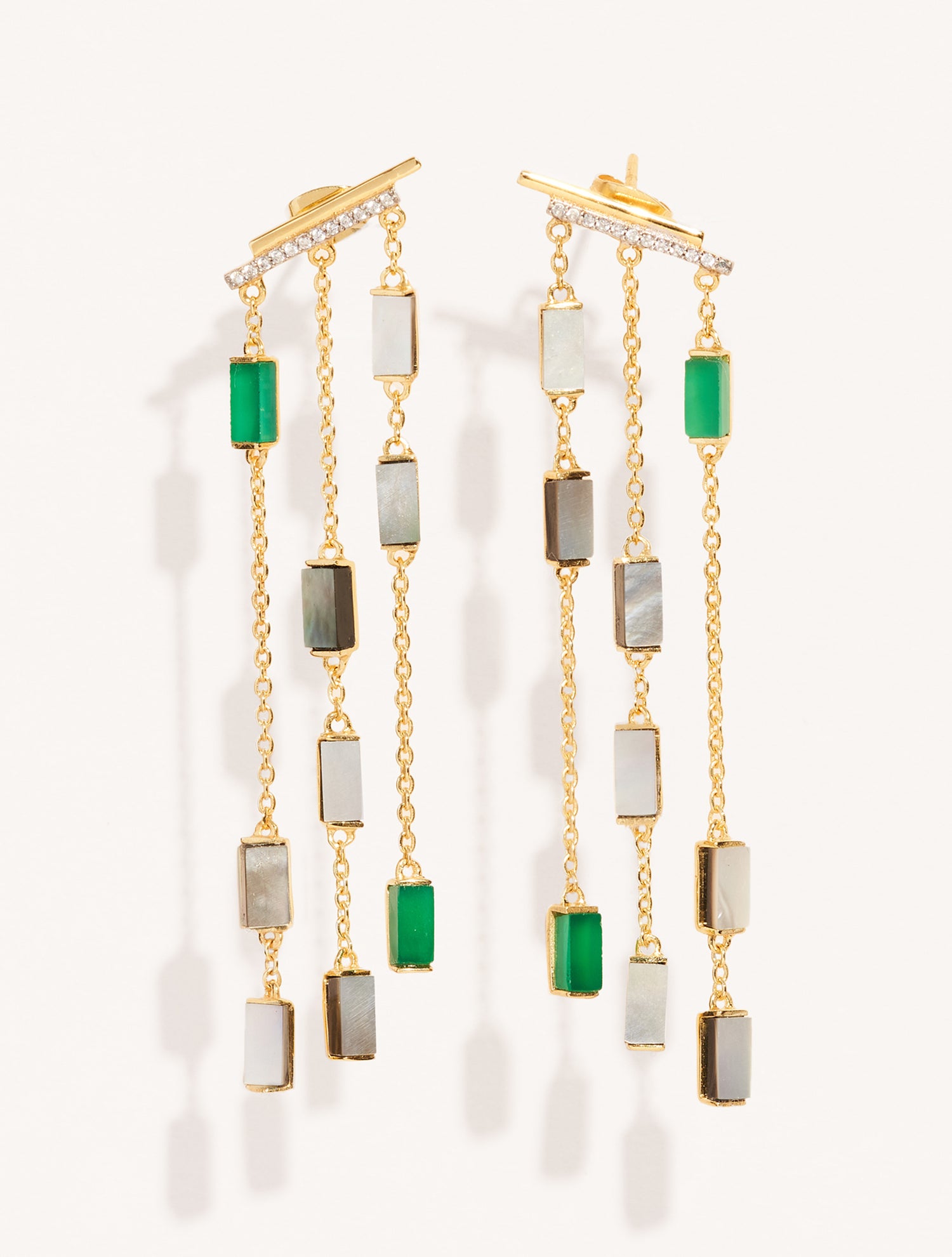 Boucles d'oreilles Mara - Onyx Vert / Nacre Grise