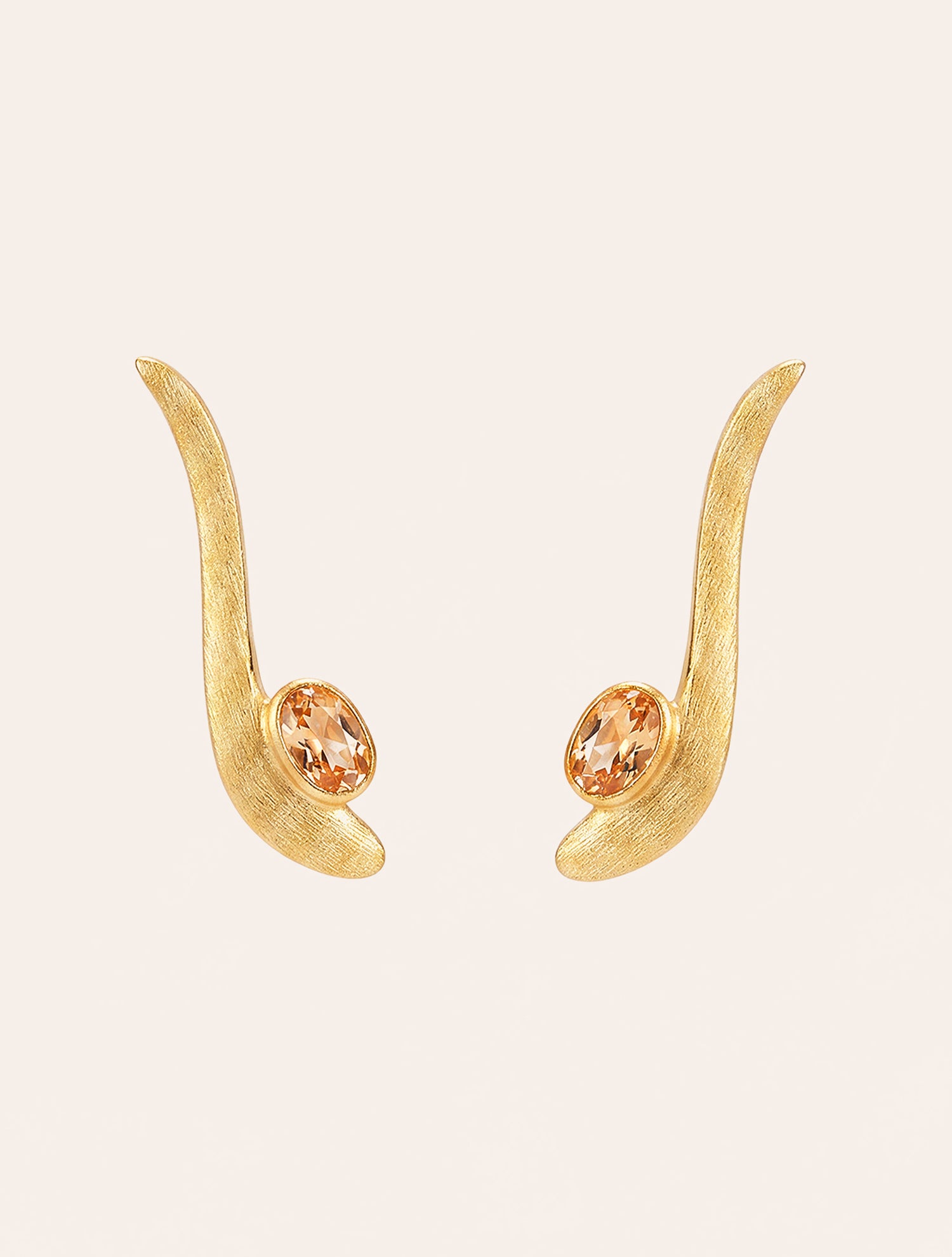 Boucles d'oreilles horizon - Quartz coloré champagne - Riviera