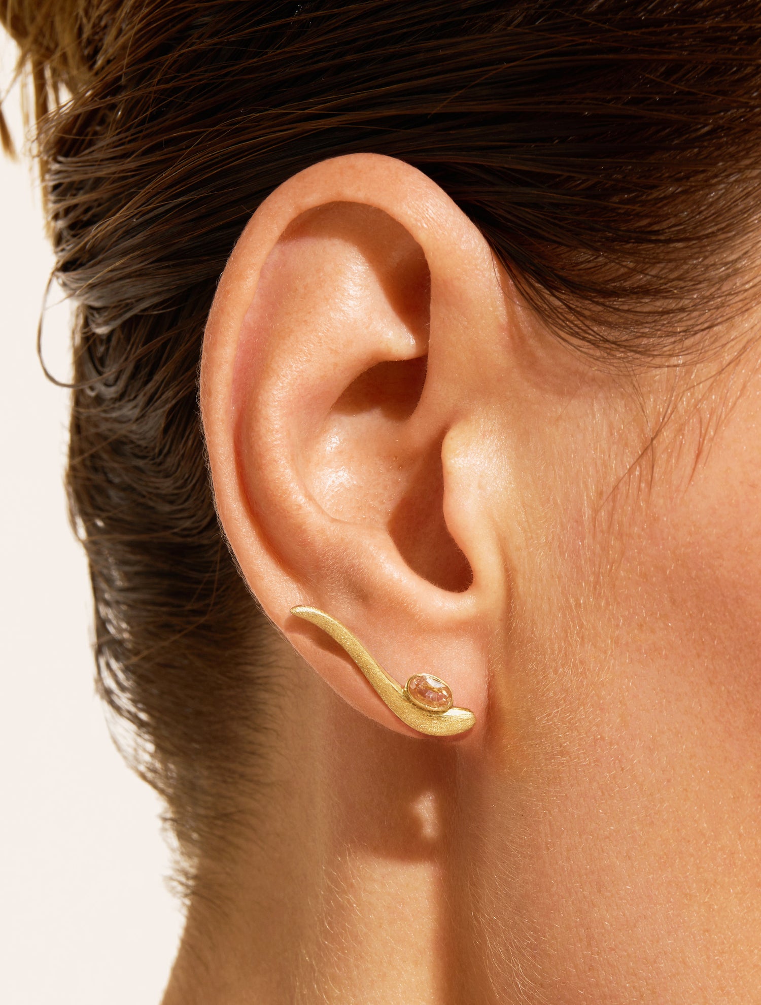 Boucles d'oreilles horizon - Quartz coloré champagne - Riviera