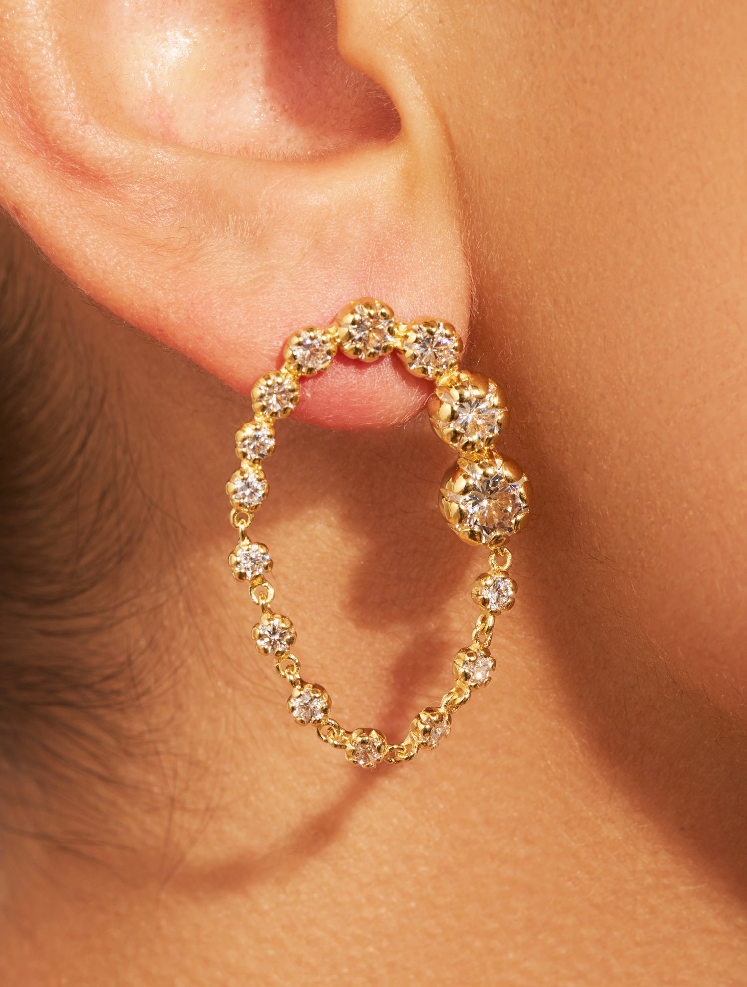 Boucles d'oreilles Rive D'or - Zircons blancs