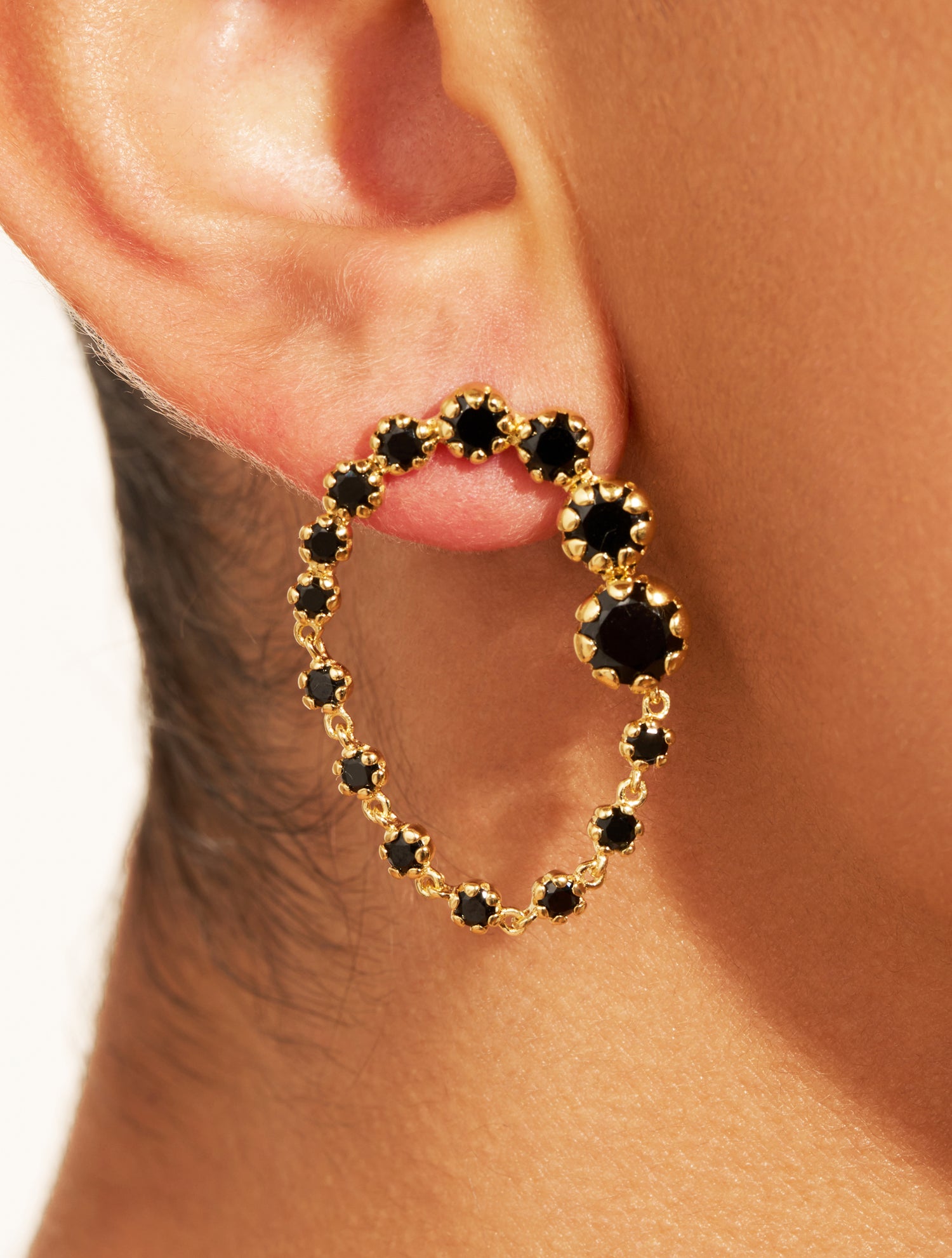 Boucles d'oreilles Rive D'or - Zircons noirs