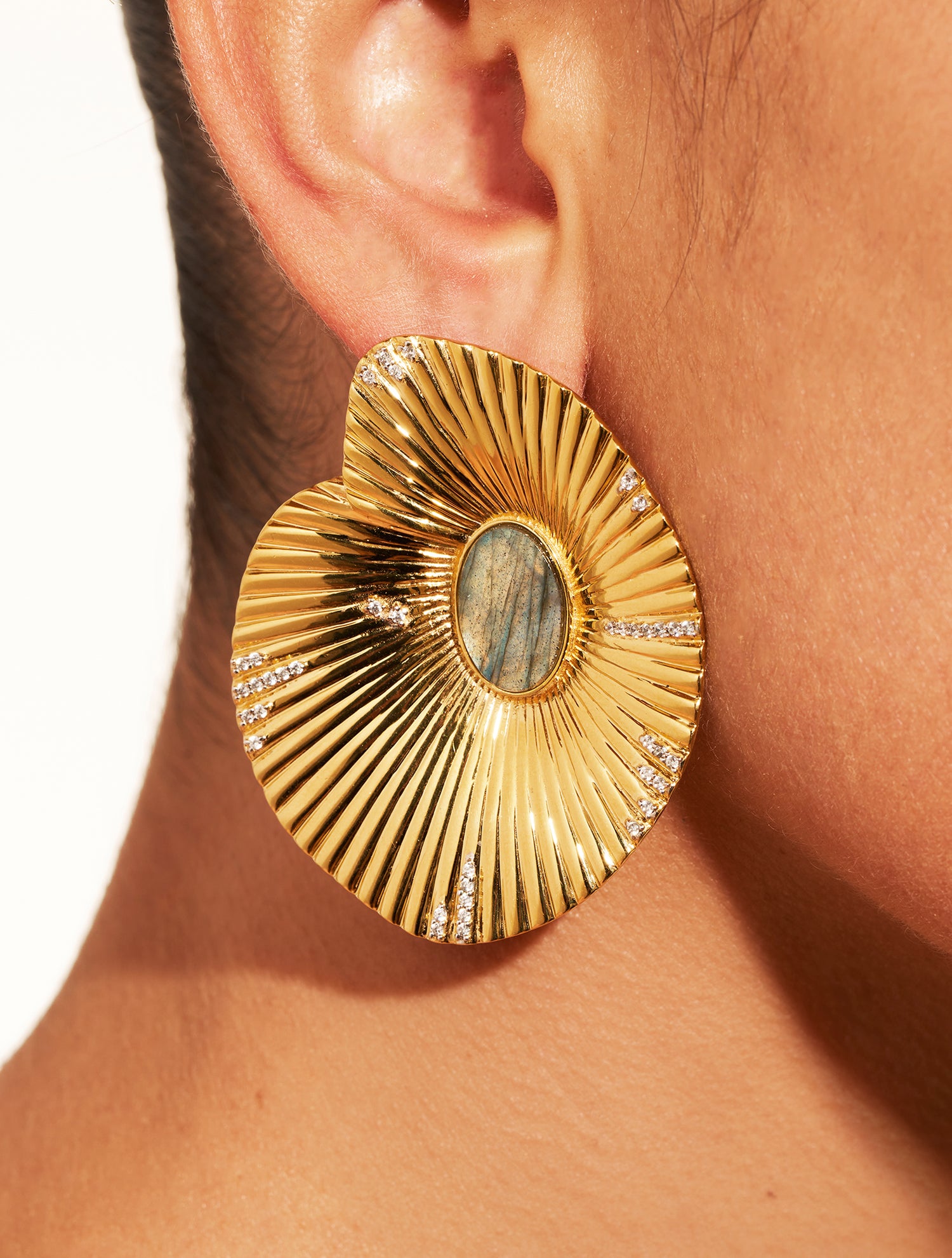 Boucles d'oreilles coquillage - Labradorite