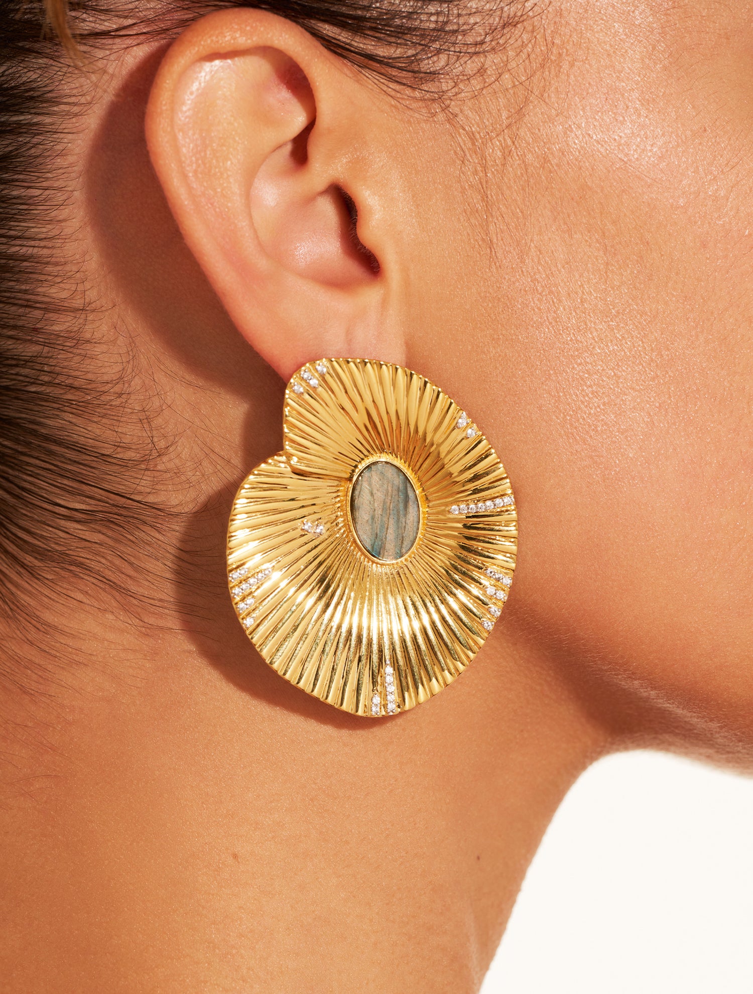 Boucles d'oreilles coquillage - Labradorite