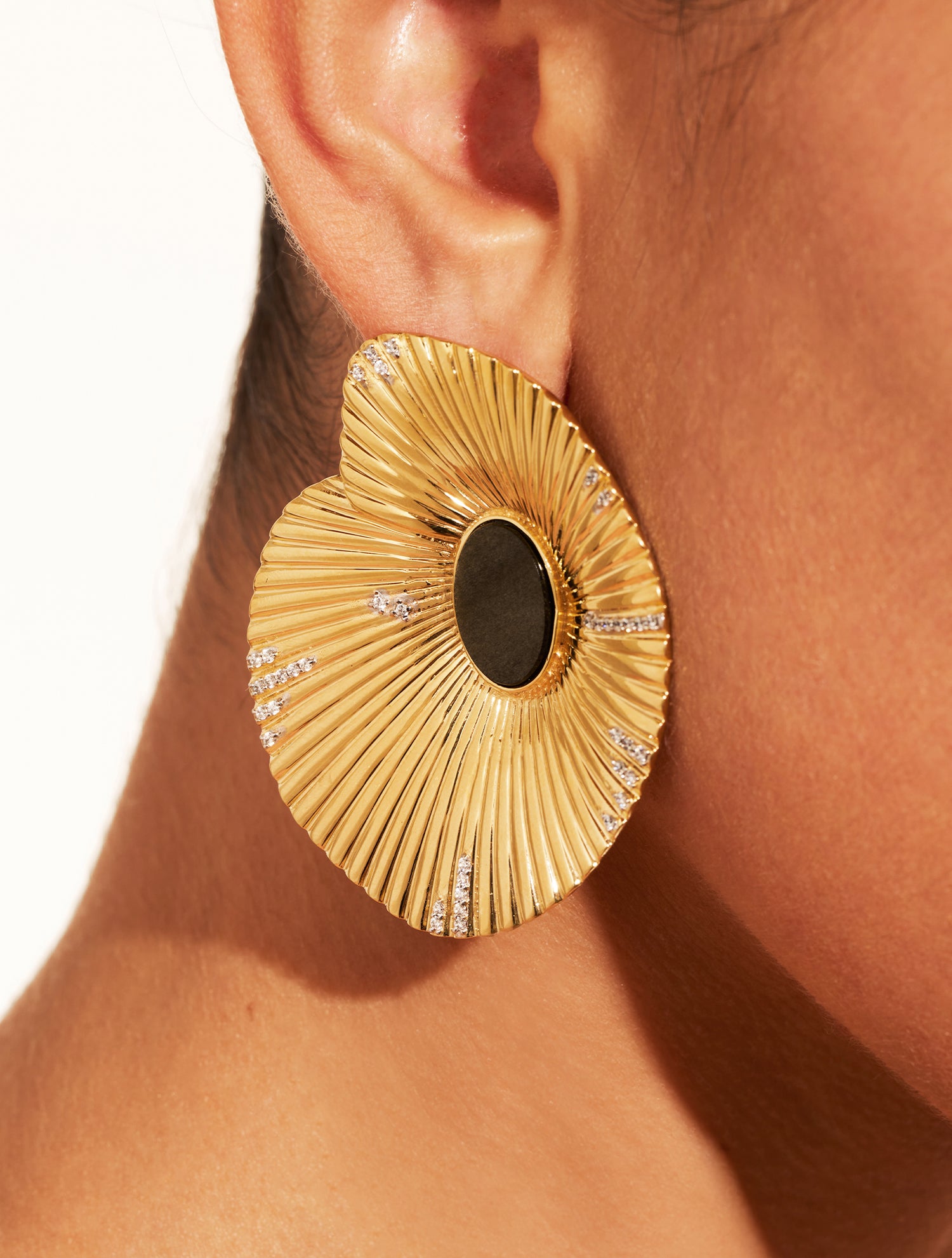 Boucles d'oreilles coquillage - Obsidienne dorée