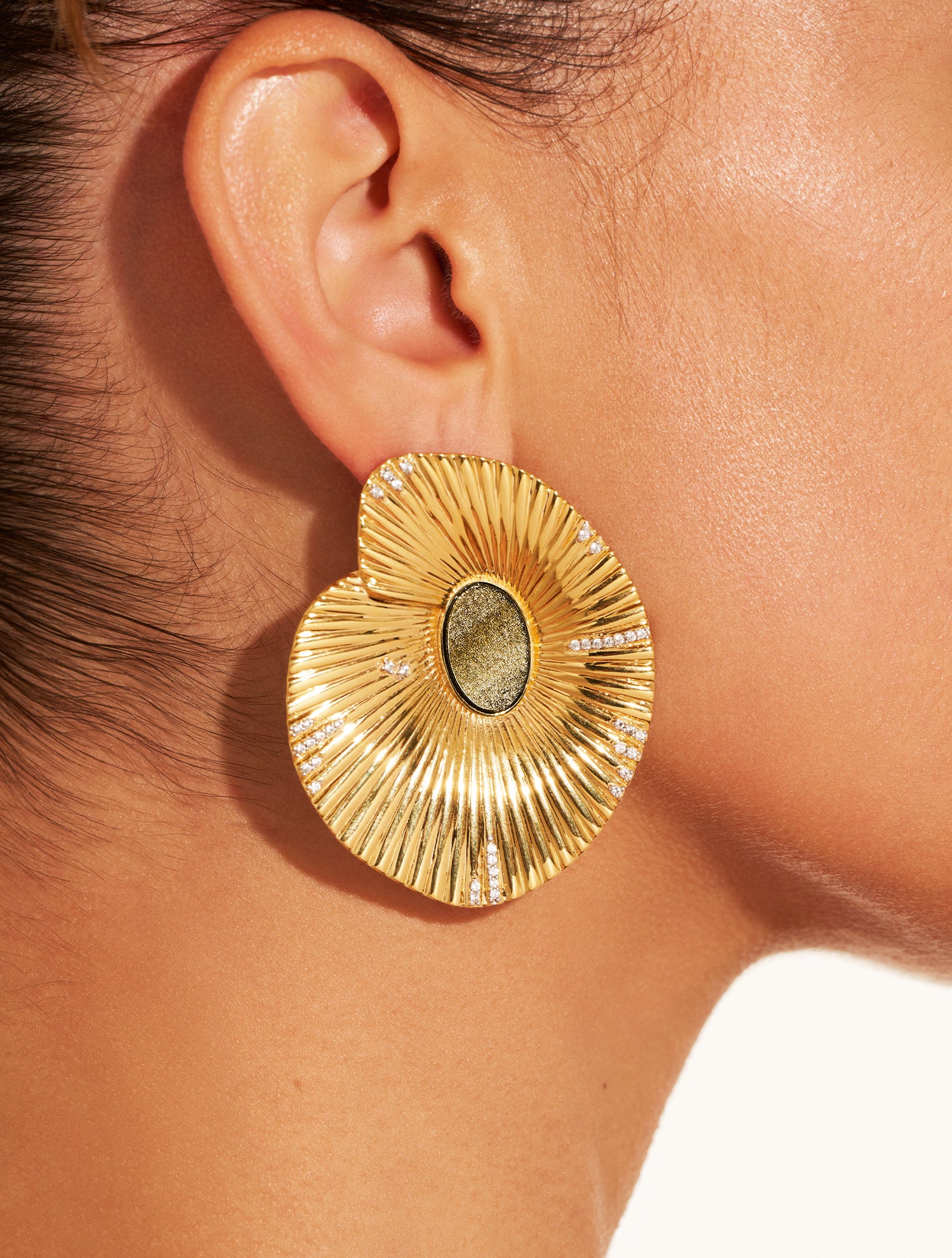 Boucles d'oreilles coquillage - Obsidienne dorée