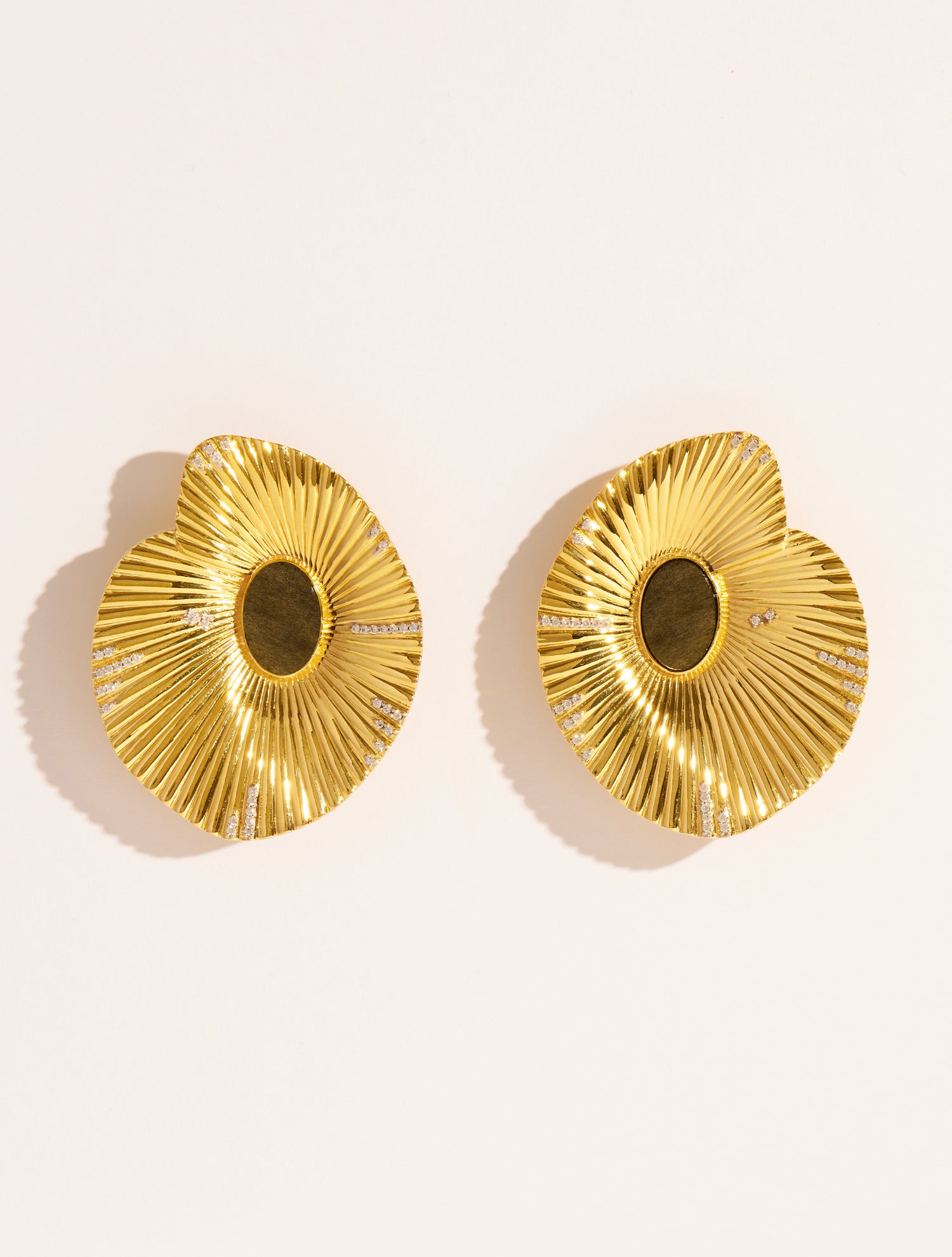 Boucles d'oreilles coquillage - Obsidienne dorée