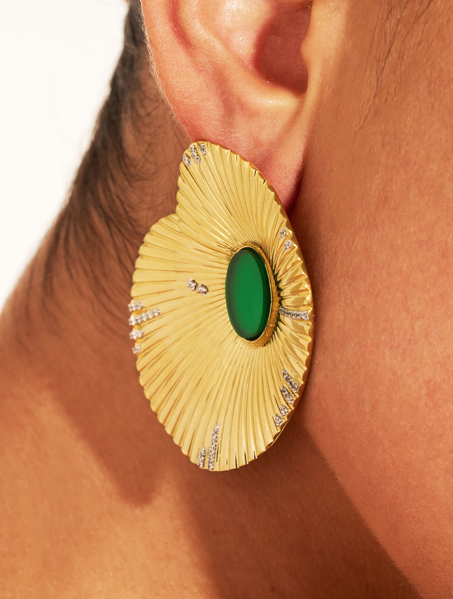 Boucles d'oreilles coquillage - Onyx vert