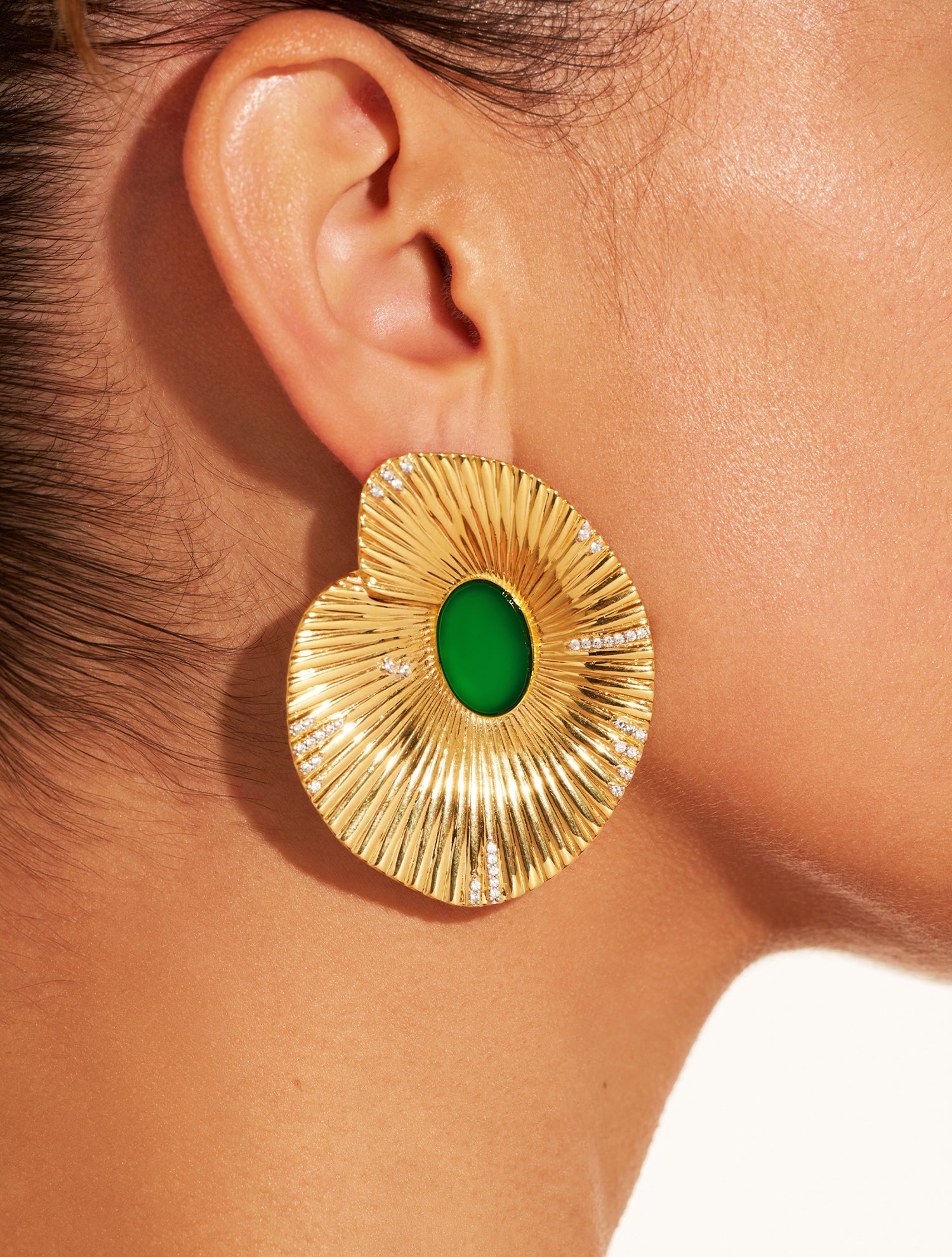 Boucles d'oreilles coquillage - Onyx vert