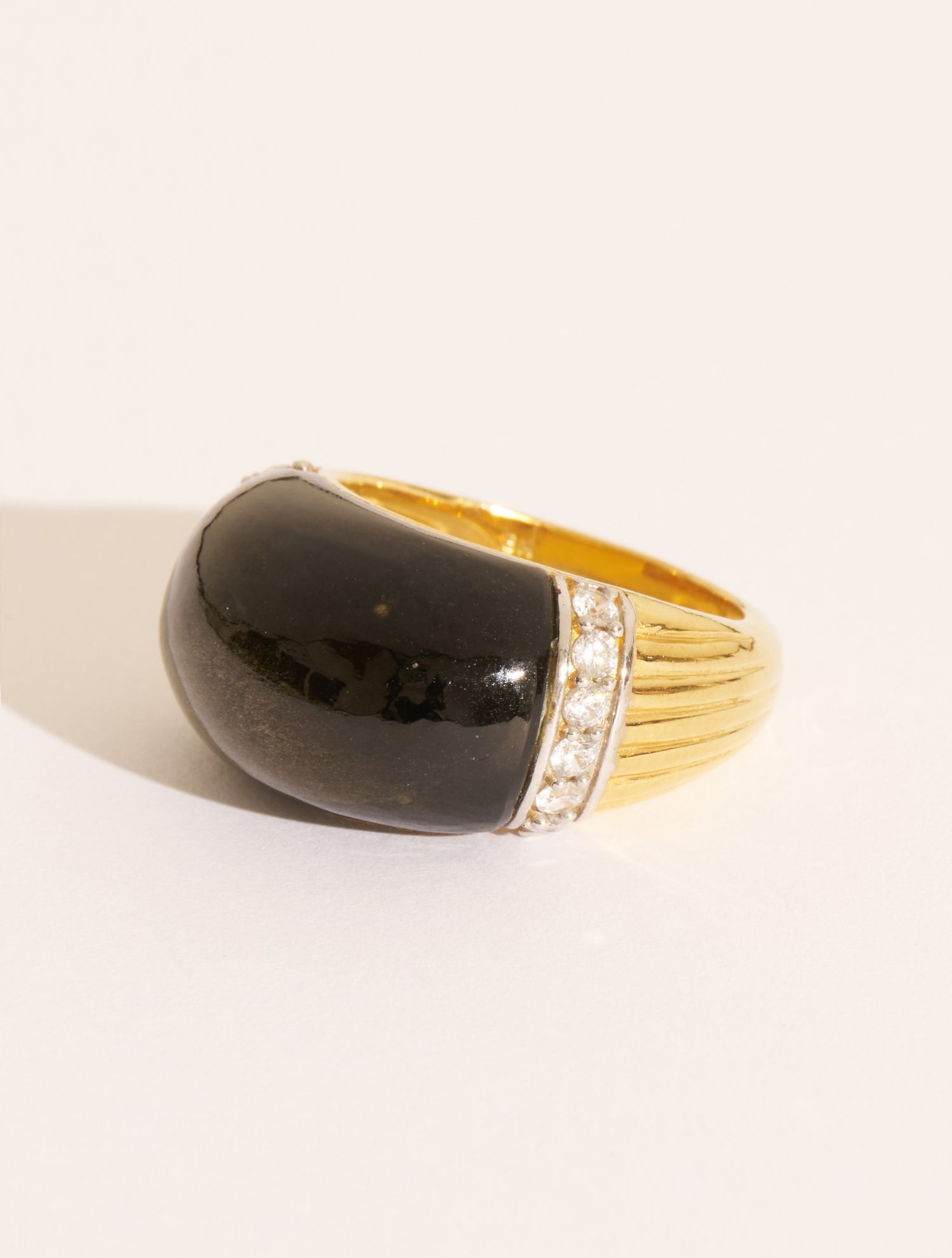 Bague Amenza - Obsidienne Dorée