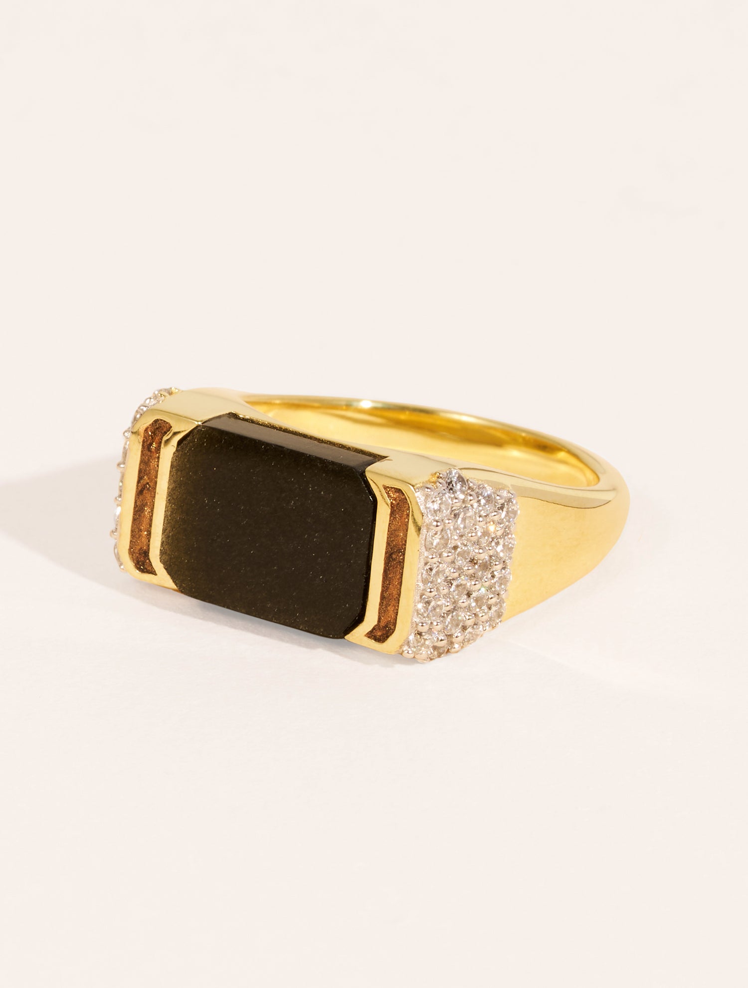 Bague Berry - Obsidienne Dorée