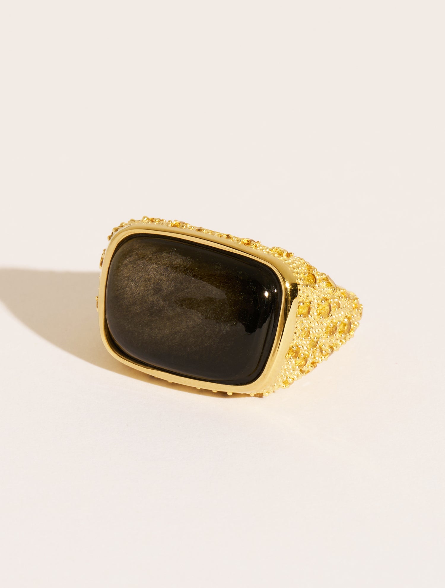 Bague Empreinte - Obsidienne dorée