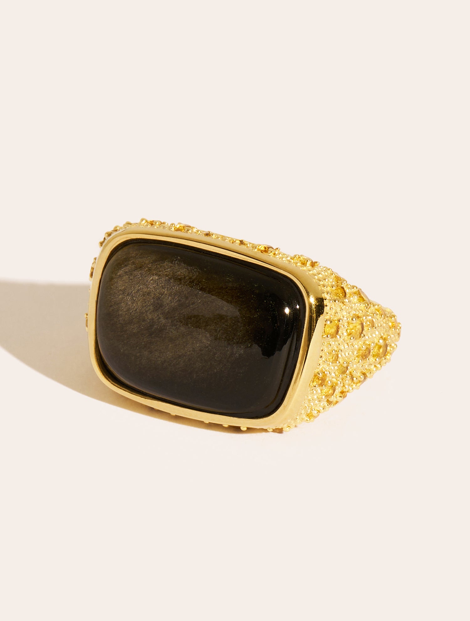 Bague Empreinte - Obsidienne dorée