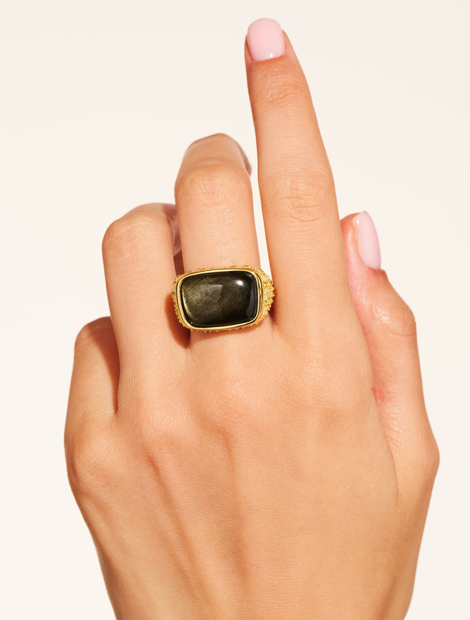 Bague Empreinte - Obsidienne dorée
