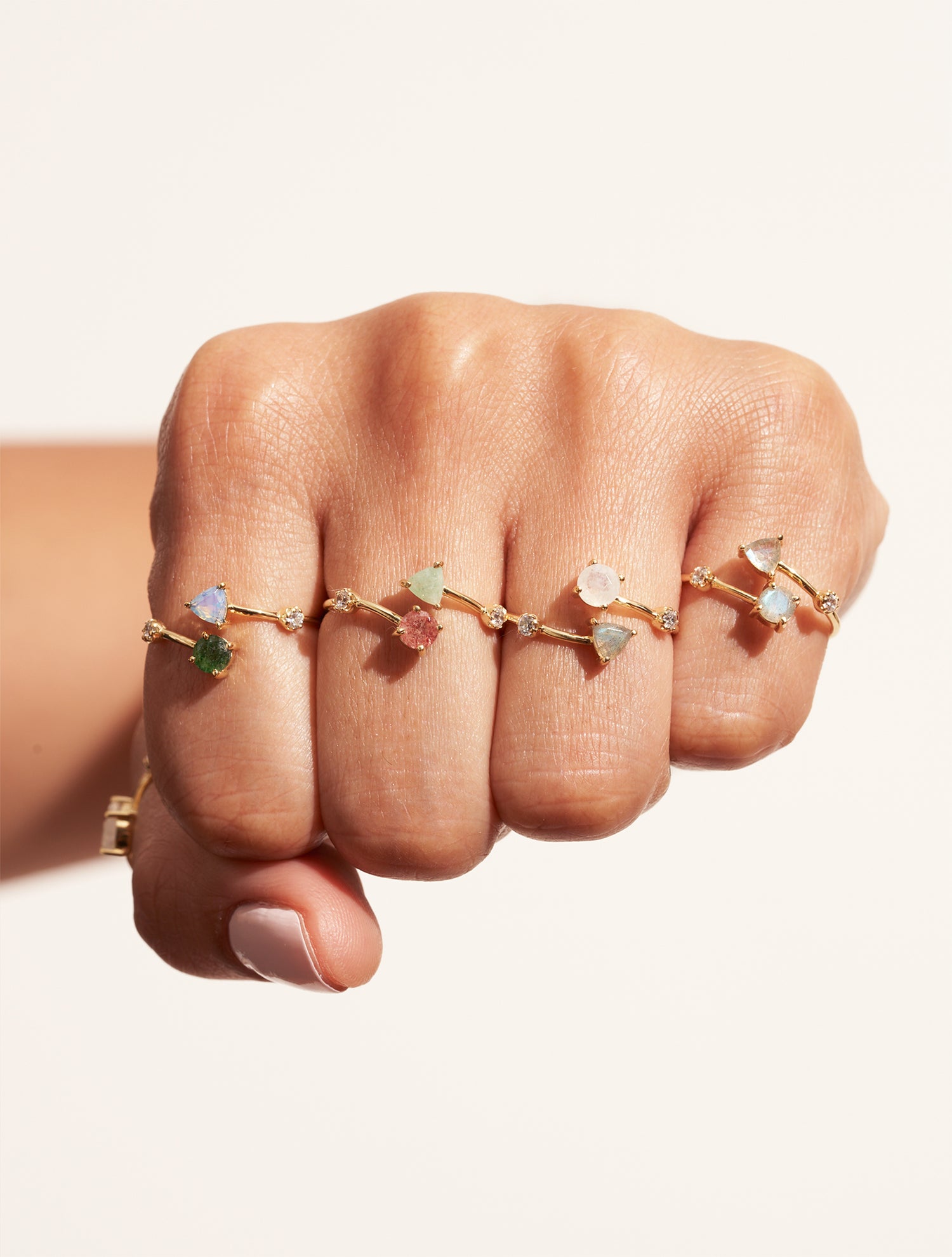 Bague Galia - Amazonite et Quartz Fraise