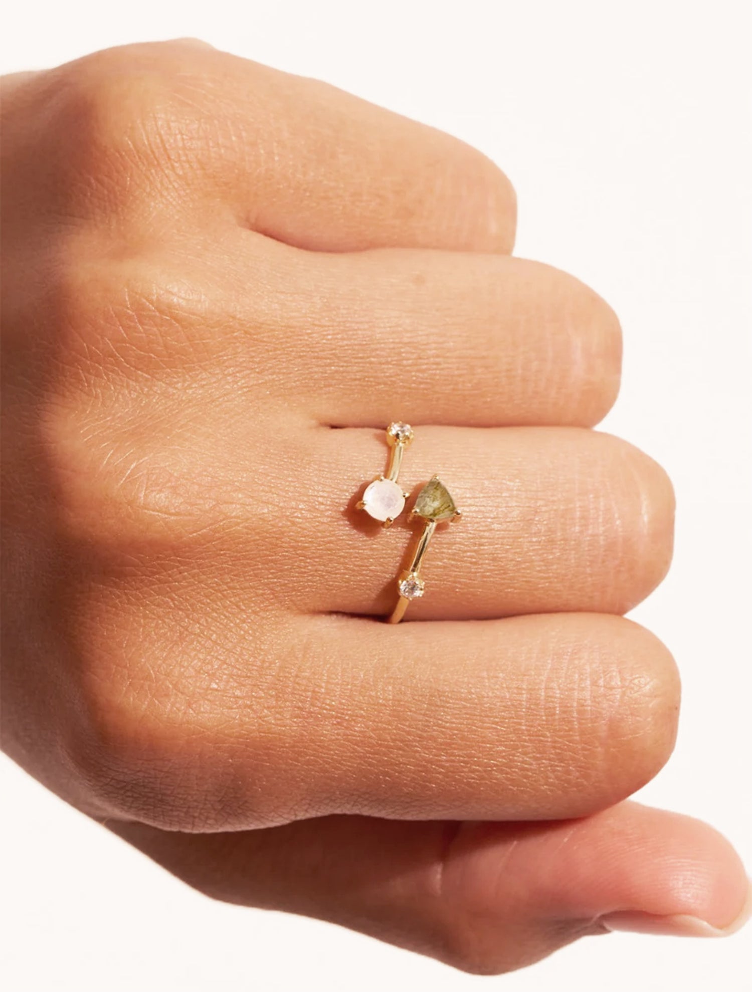 Bague Galia - Pierre de Lune et Labradorite