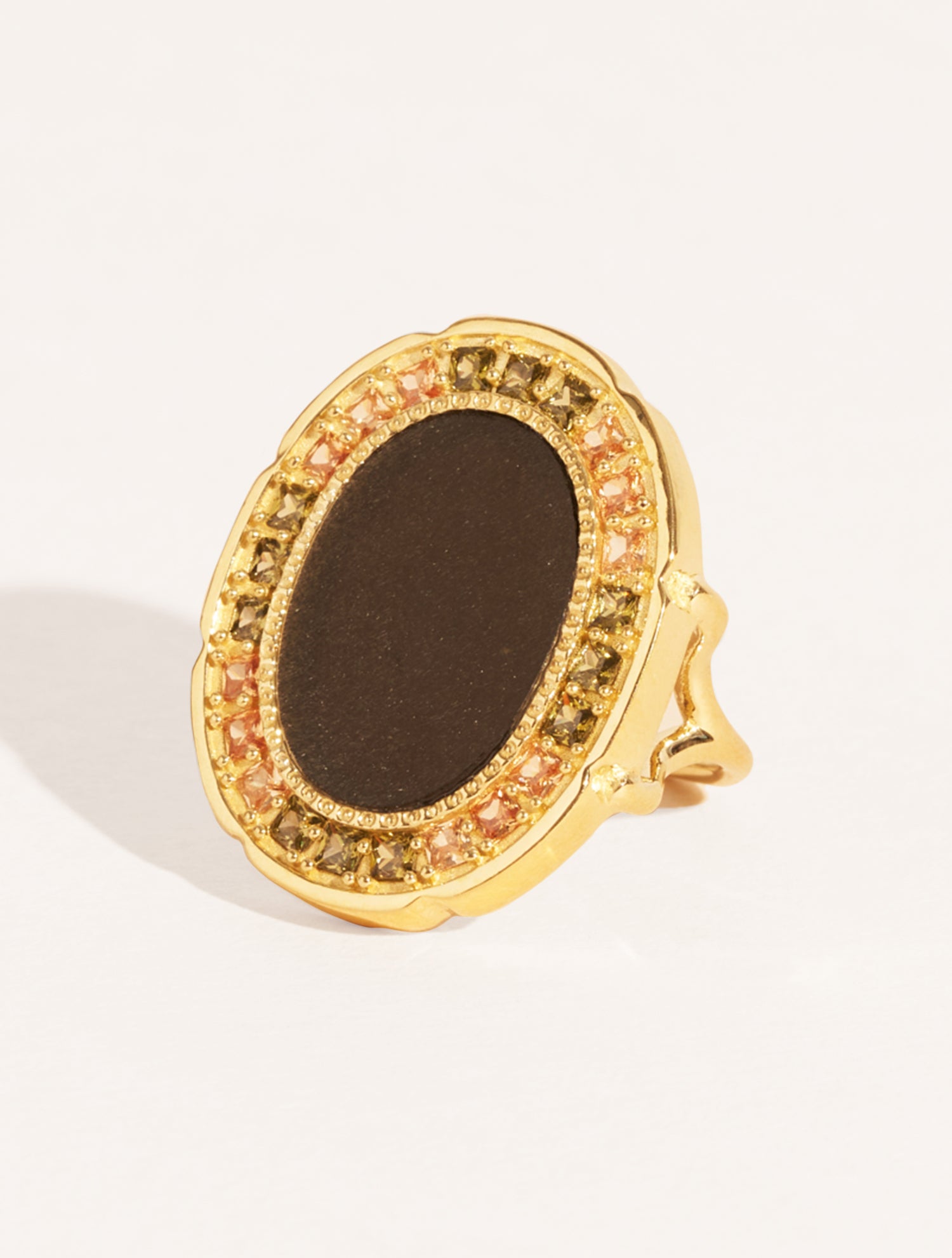 Bague Hera - Obsidienne Dorée