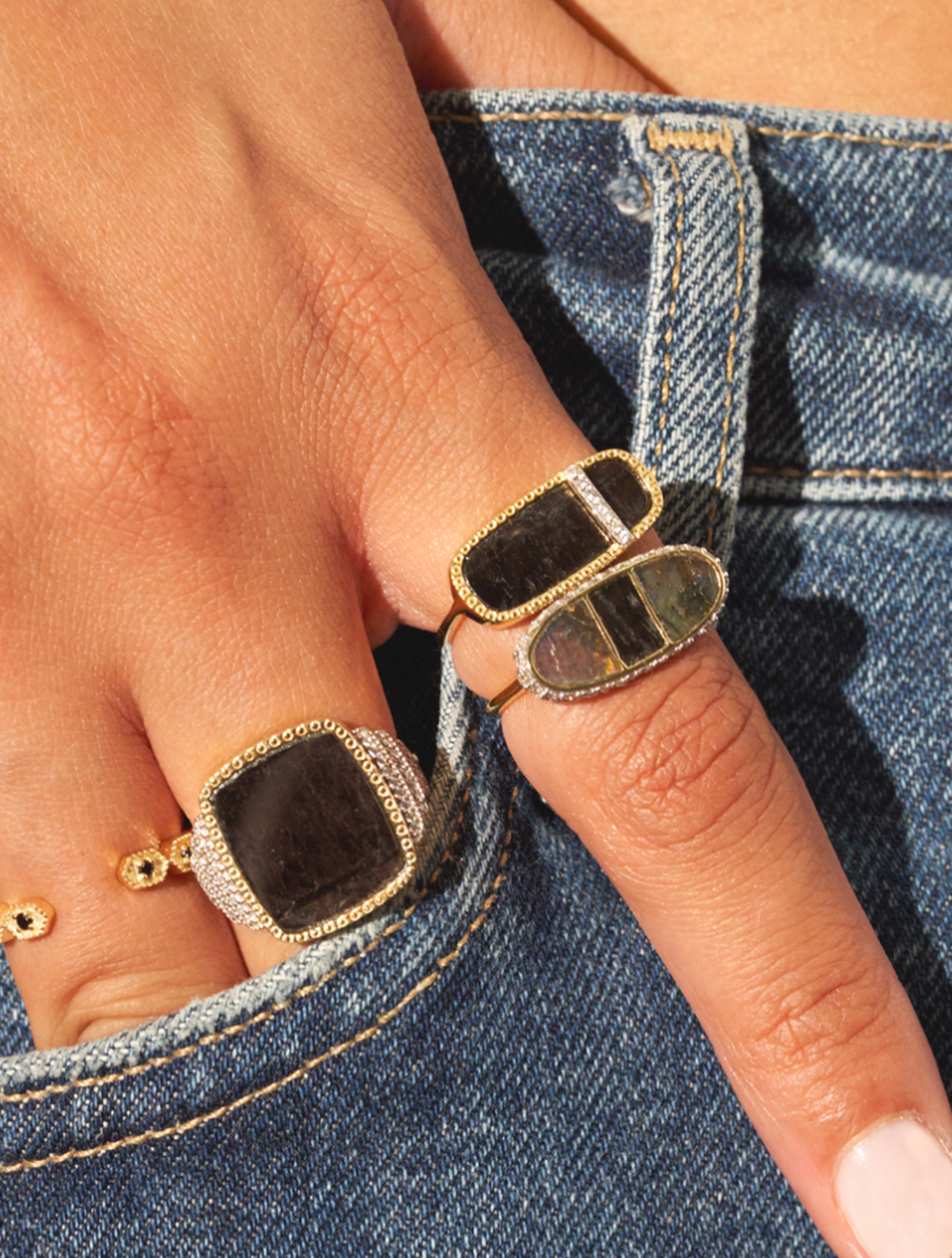 Bague Izy 3 - Onyx Texturé