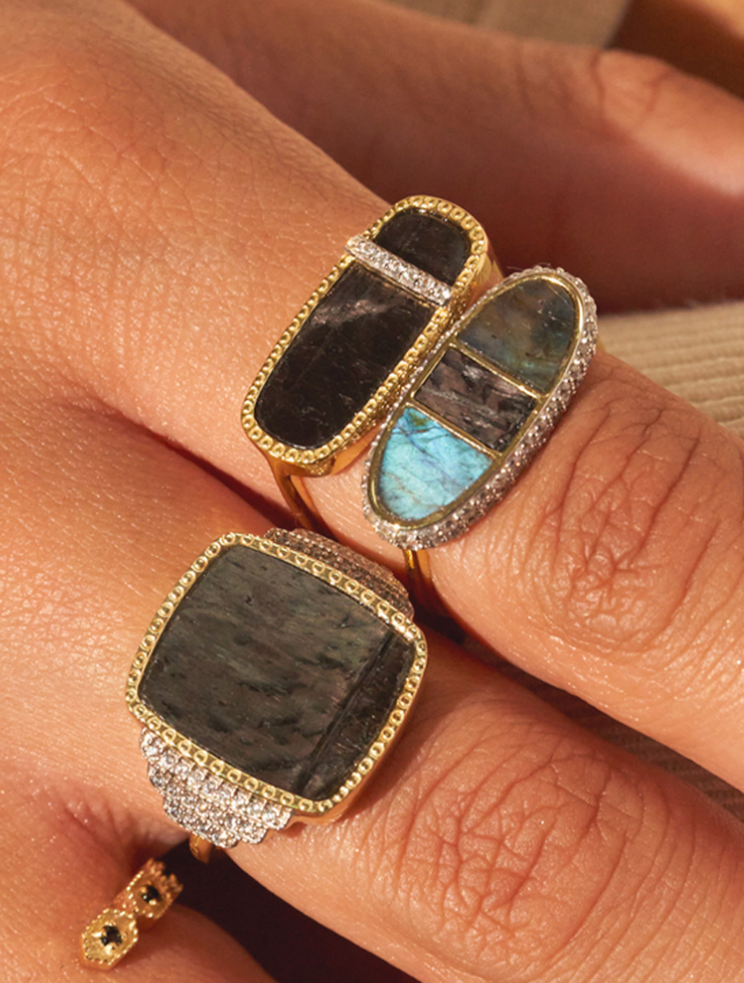 Bague Izy 3 - Onyx Texturé