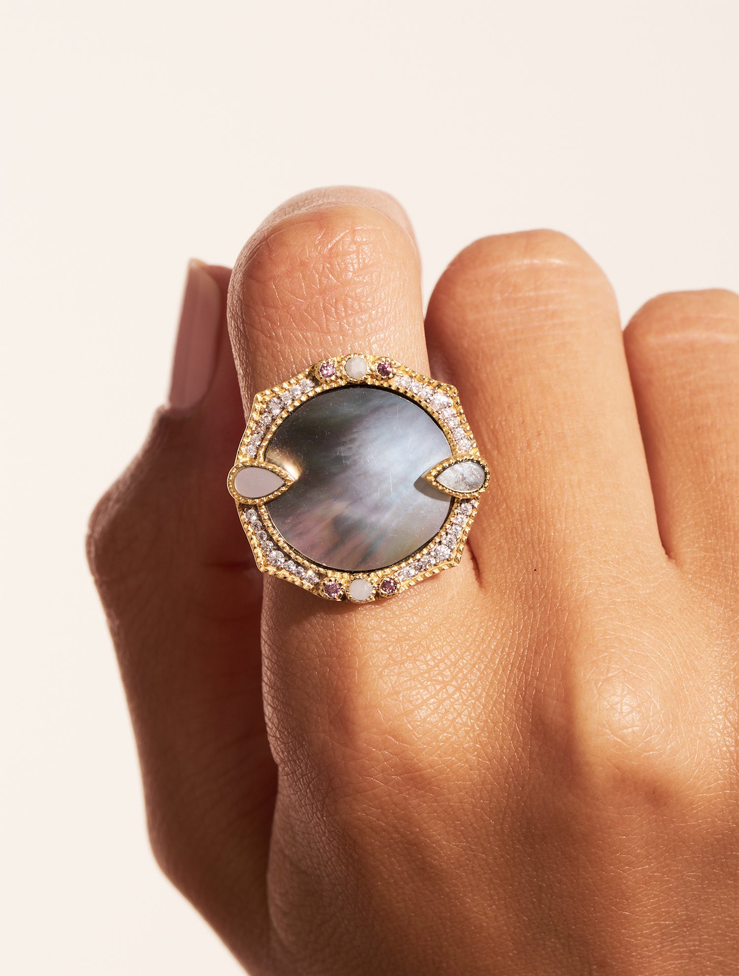 Bague Janih - Nacre Grise