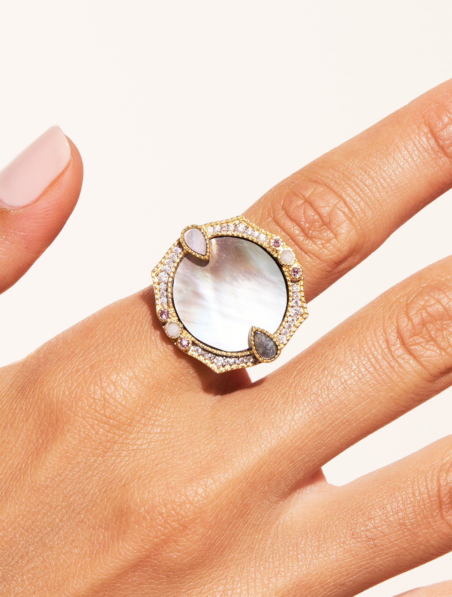 Bague Janih - Nacre Grise