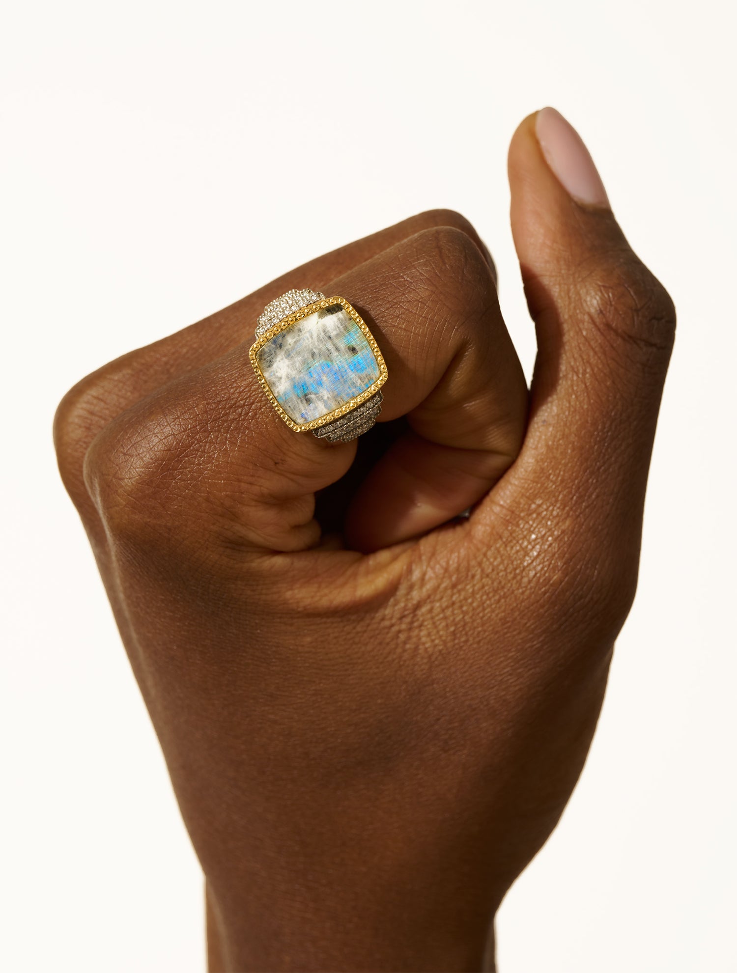 Bague Kara - Onyx et Pierre de Lune