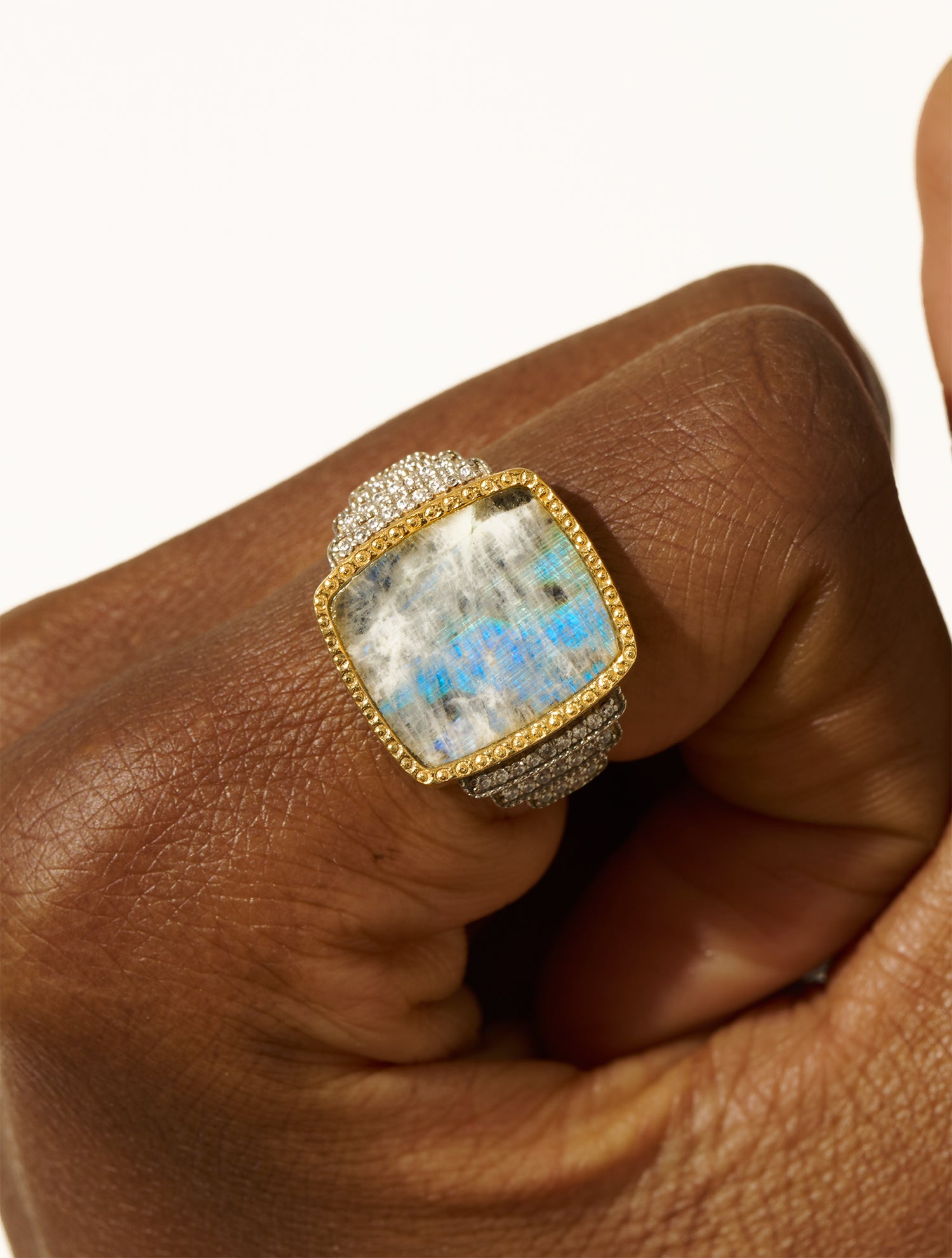 Bague Kara - Onyx et Pierre de Lune