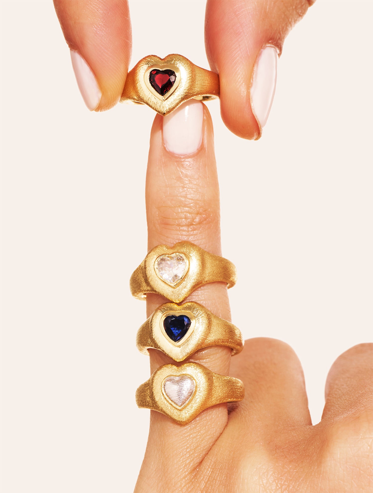 Magnetic Heart Ring - Blue Colored Quartz