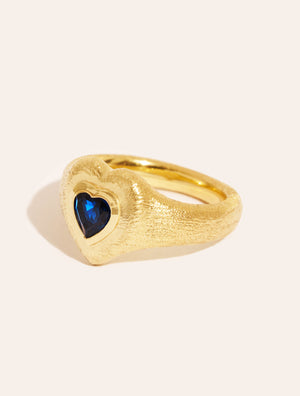 Bague Magnetique Coeur - Quartz coloré bleu