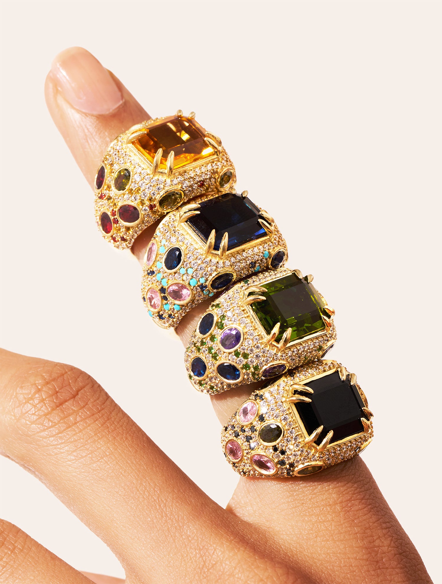 Bague Panthère - Quartz coloré jaune