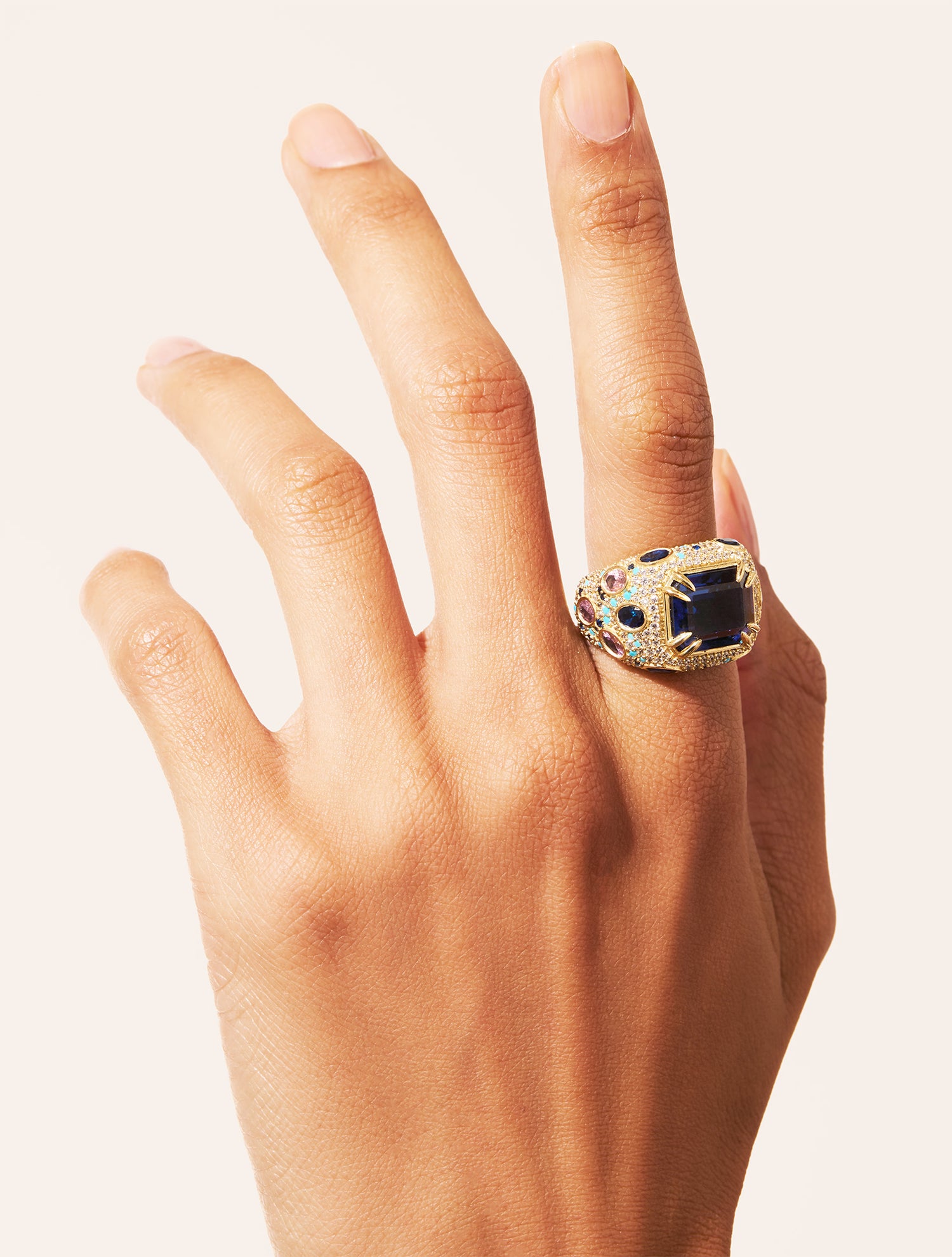 Panther Ring - Colored Blue Quartz