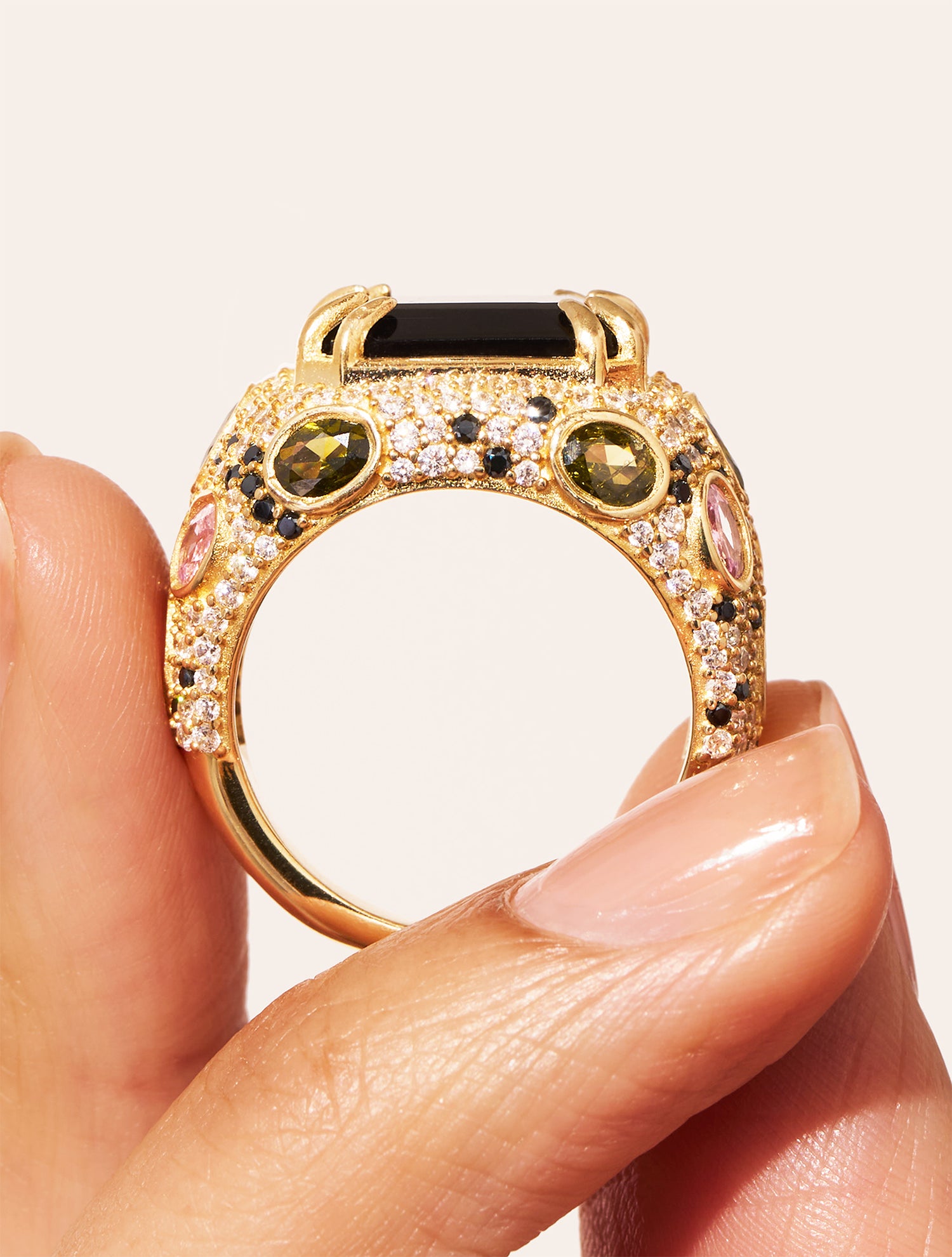 Panther Ring - Black Colored Quartz