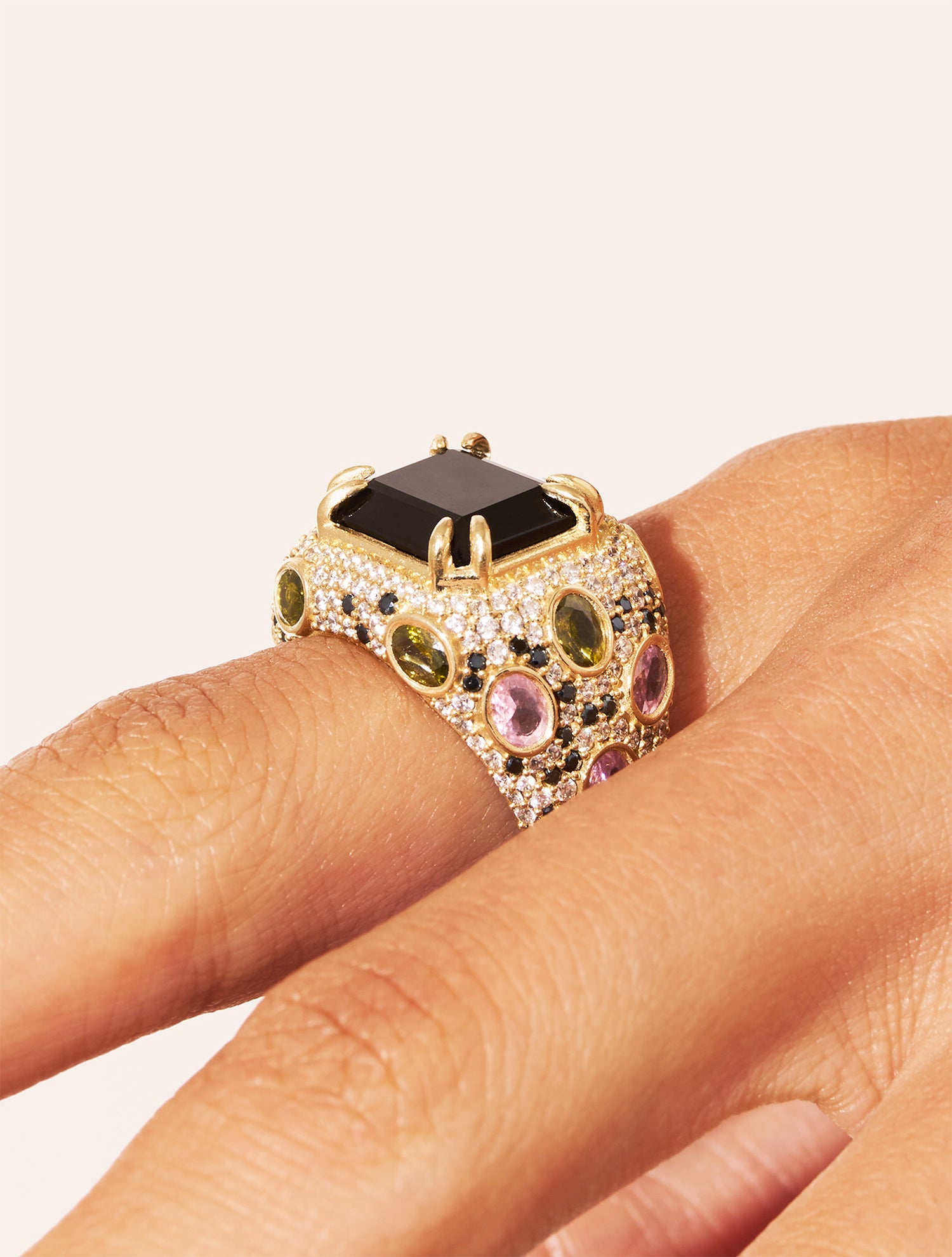 Panther Ring - Black Colored Quartz