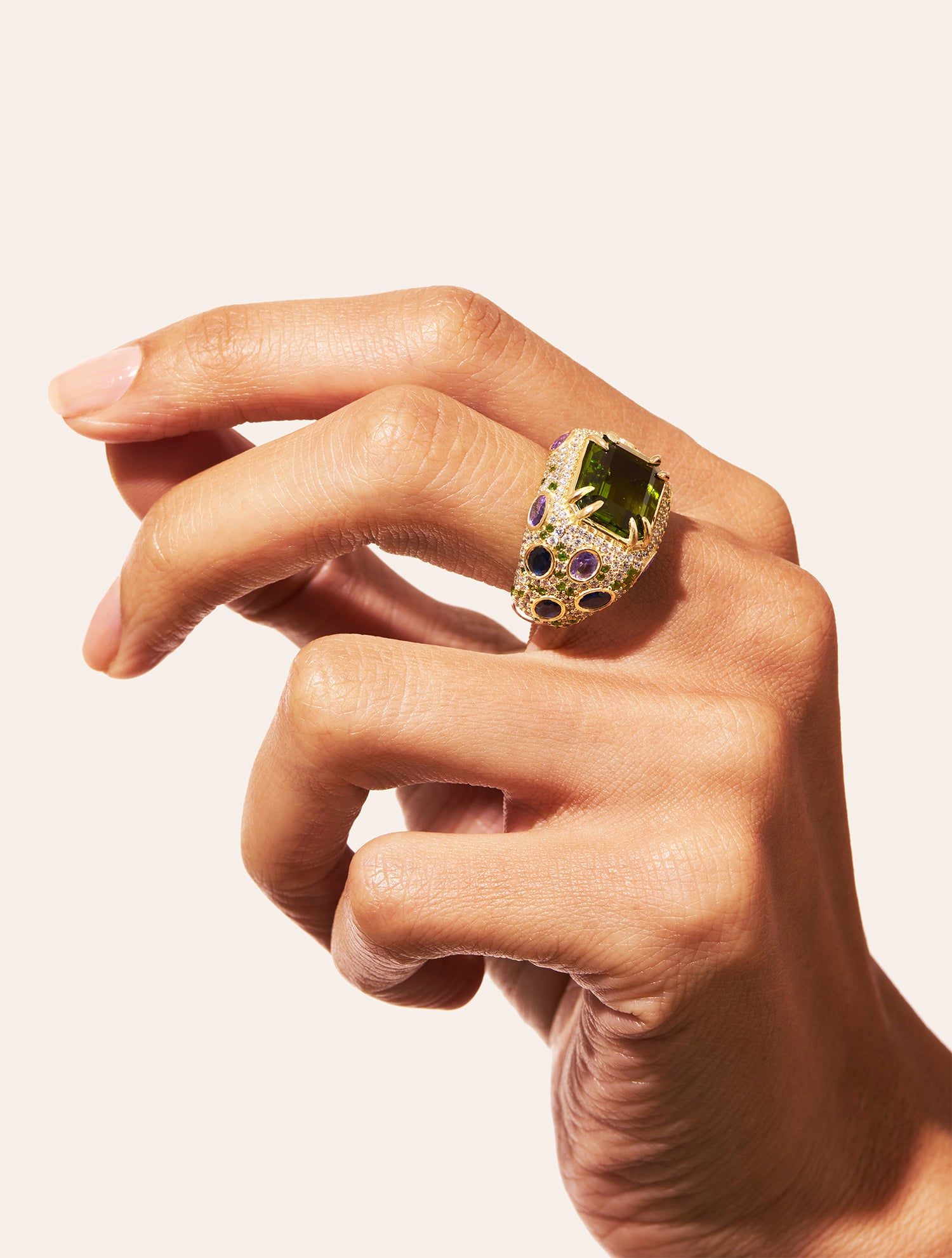 Panther Ring - Green colored quartz