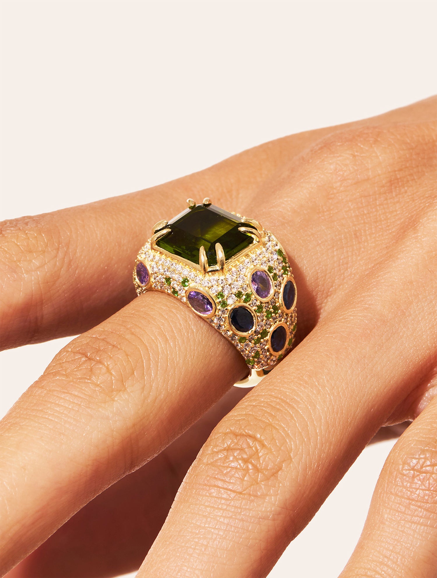 Panther Ring - Green colored quartz