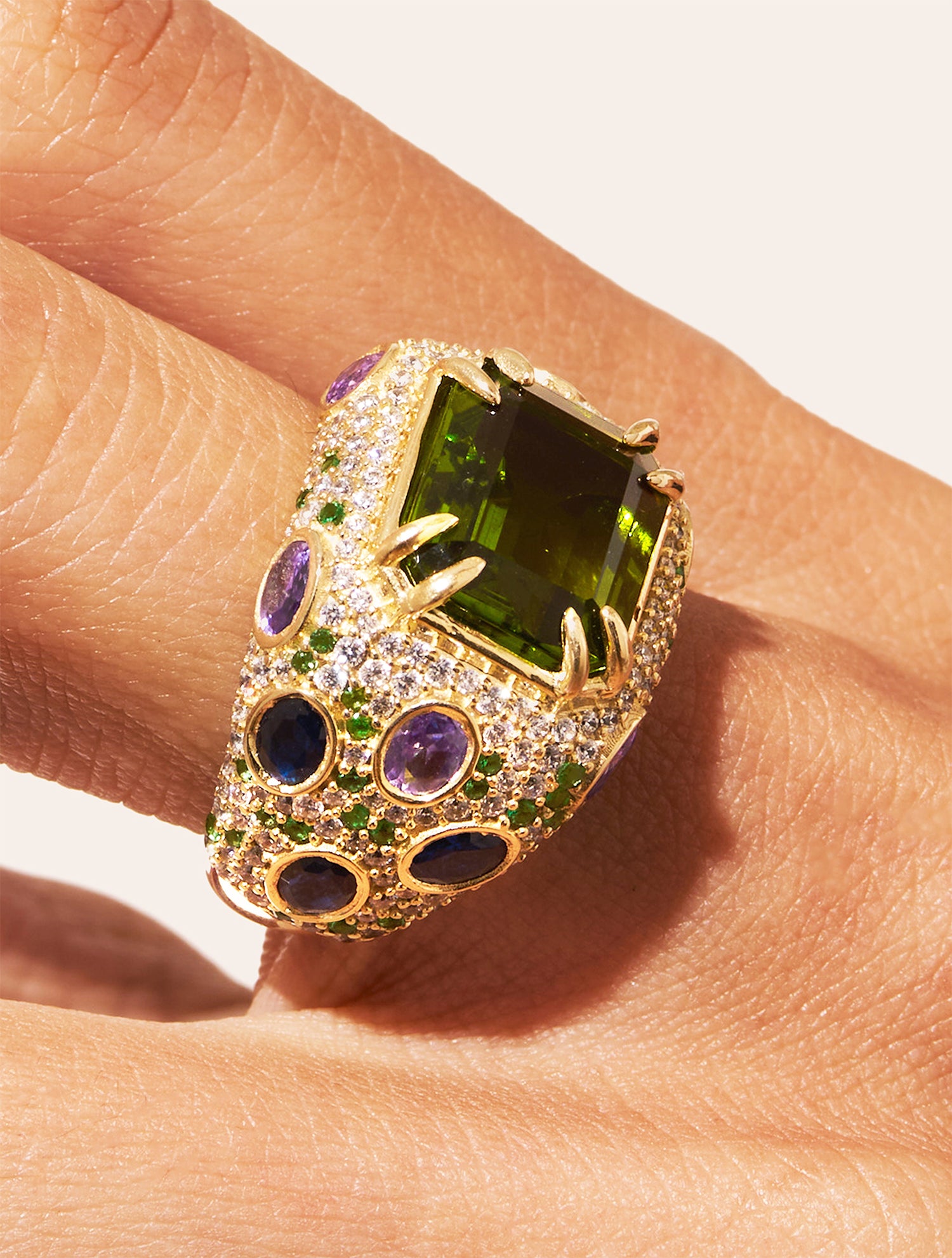 Panther Ring - Green colored quartz