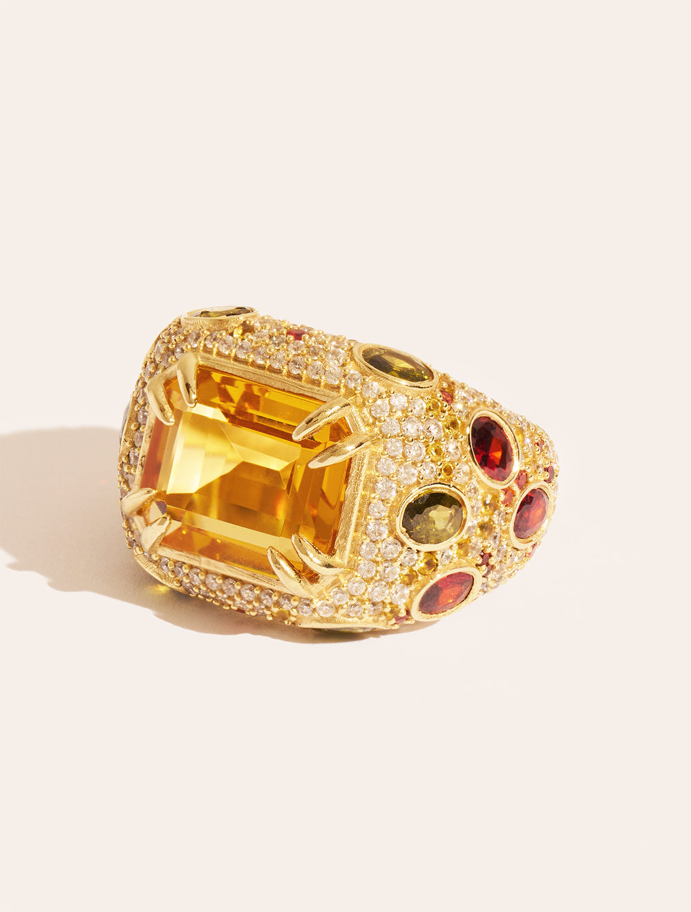 Bague Panthère - Quartz coloré jaune