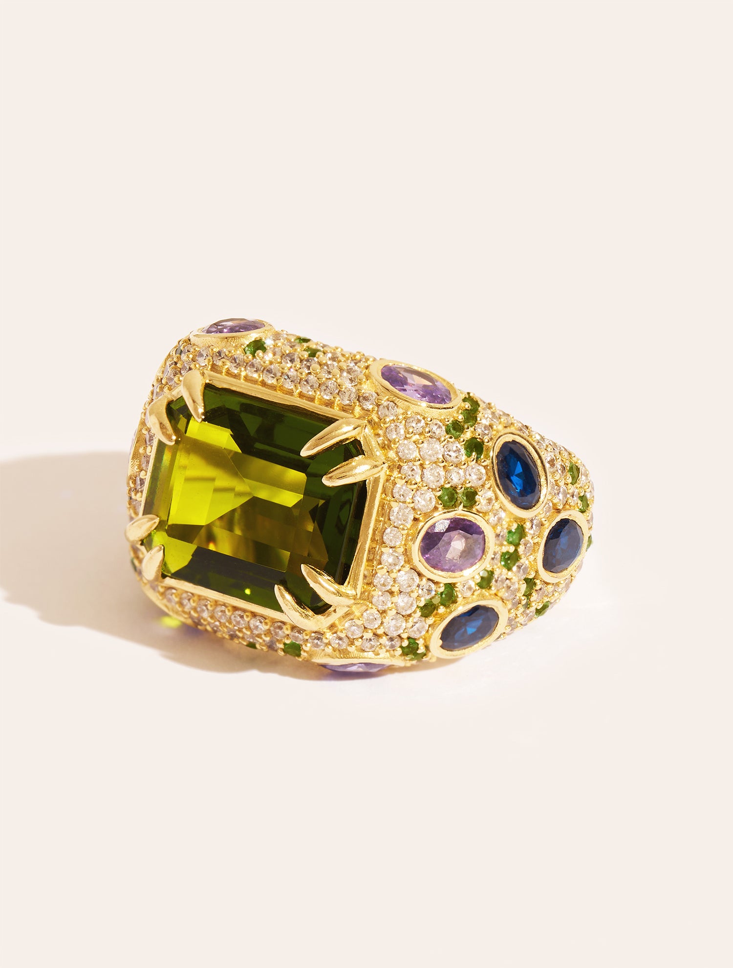 Bague Panthère - Quartz coloré vert