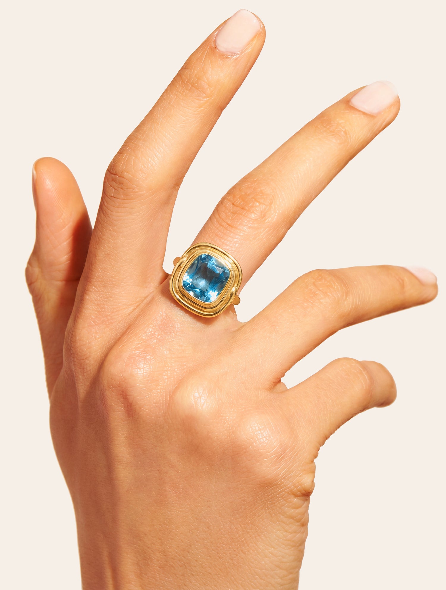 Bague carrée - Quartz coloré bleu clair - Riviera